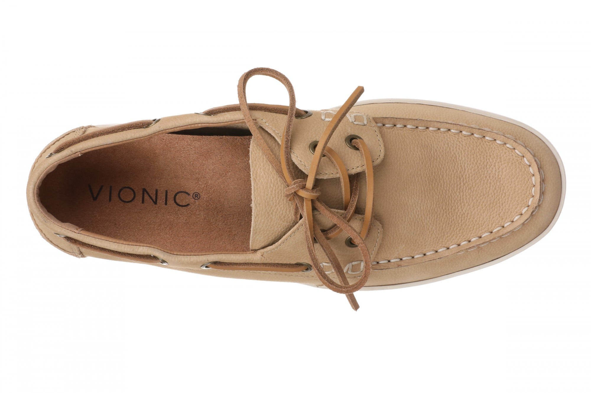 Vionic Uptown Boat Men's Orthotic Support Loafer - Dark Sand - Top