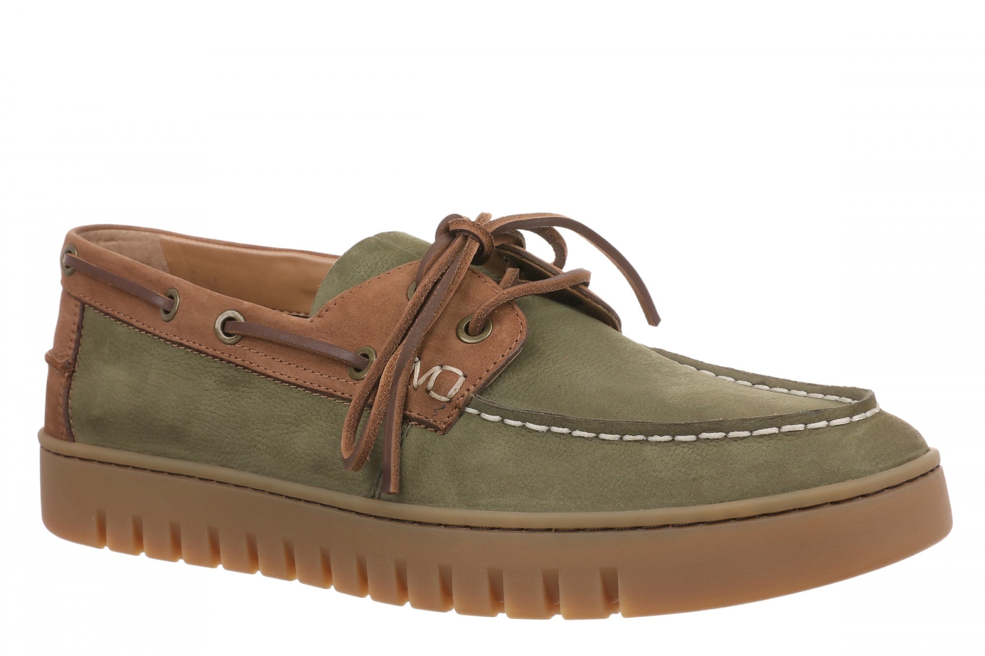 Vionic Uptown Boat Men's Orthotic Support Loafer in Dark Olive Multi