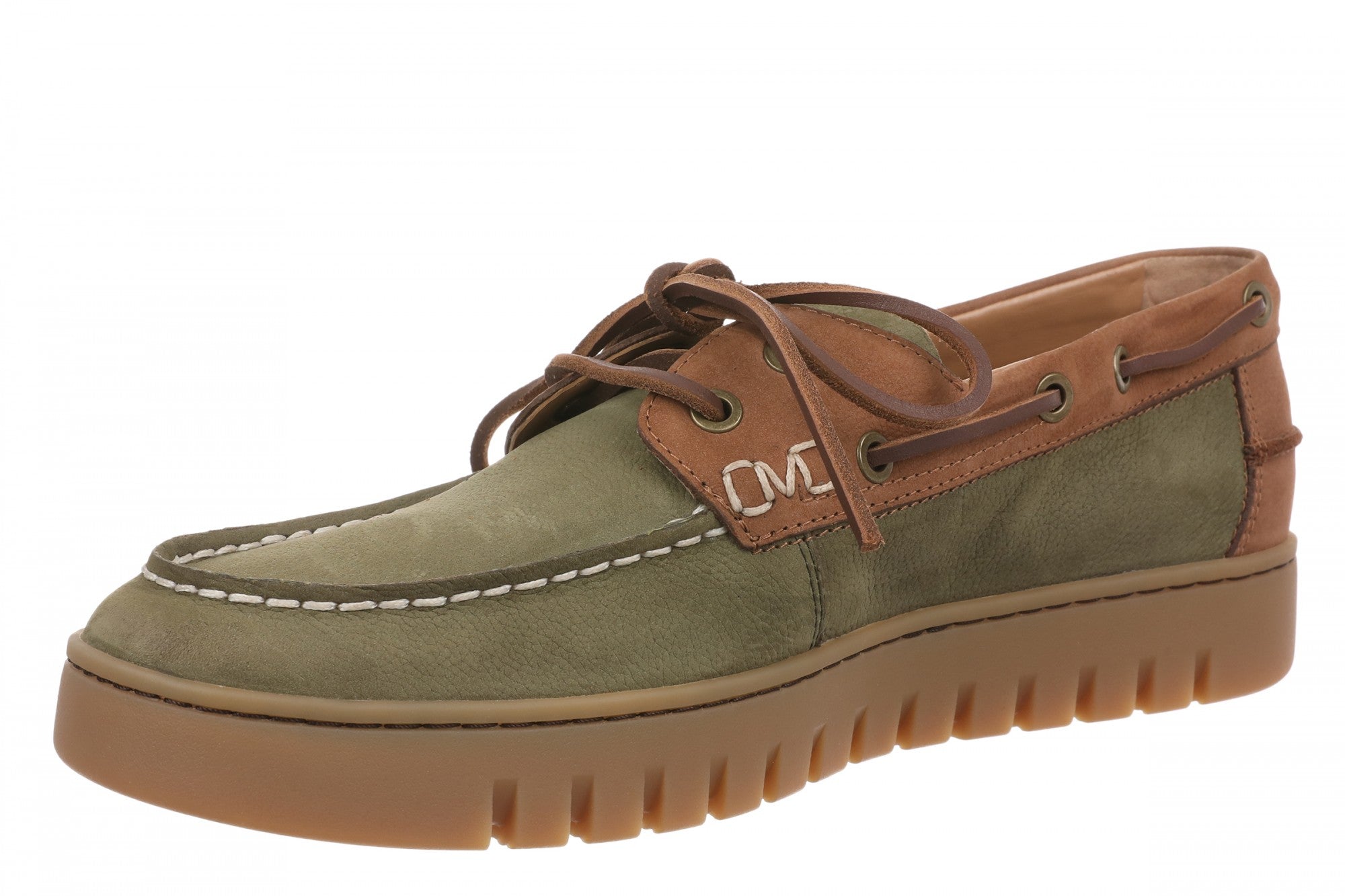 Vionic Uptown Boat Men's Orthotic Support Loafer - Dark Olive Multi - Left angle