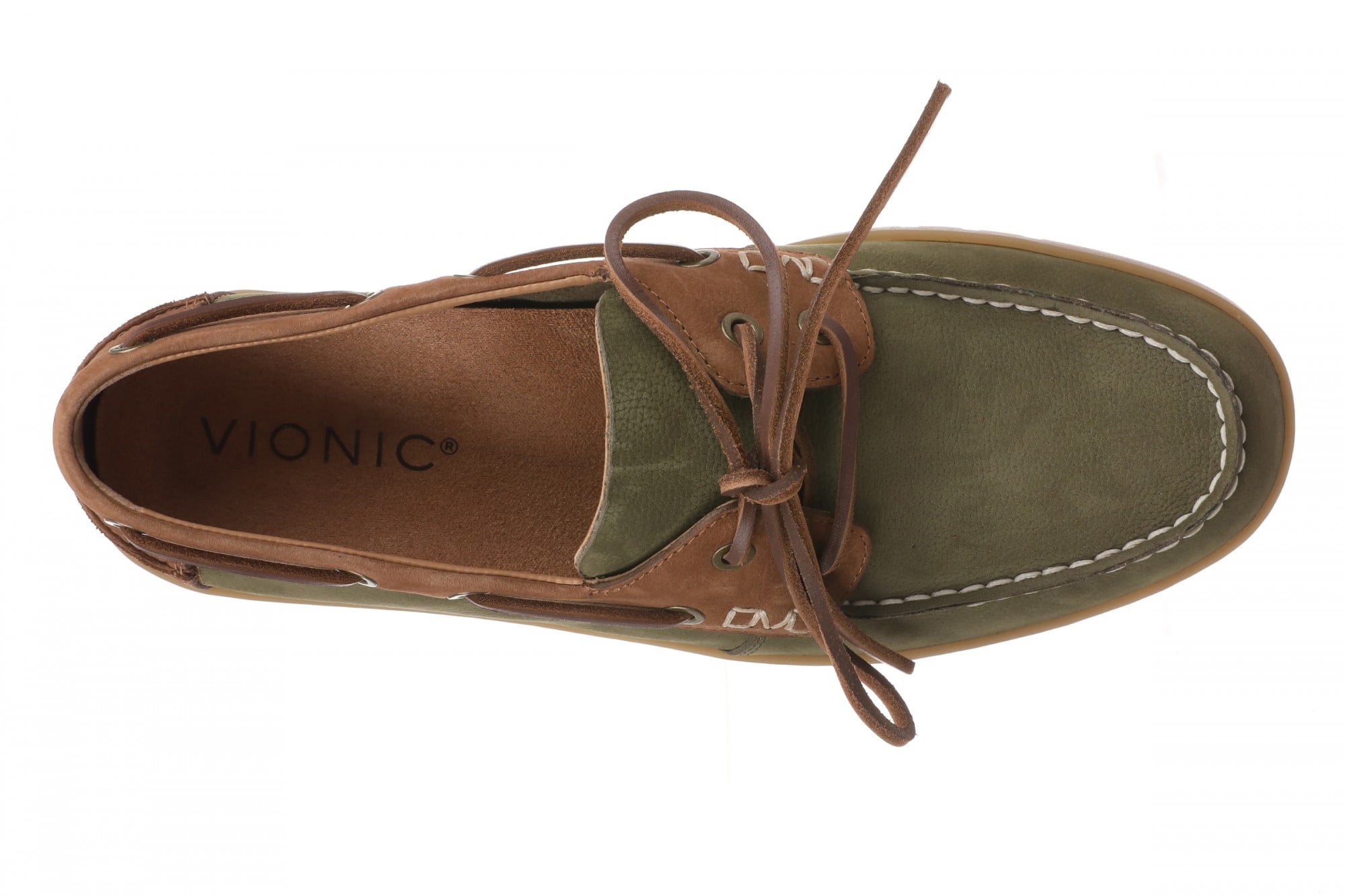 Vionic Uptown Boat Men's Orthotic Support Loafer - Dark Olive Multi - Top