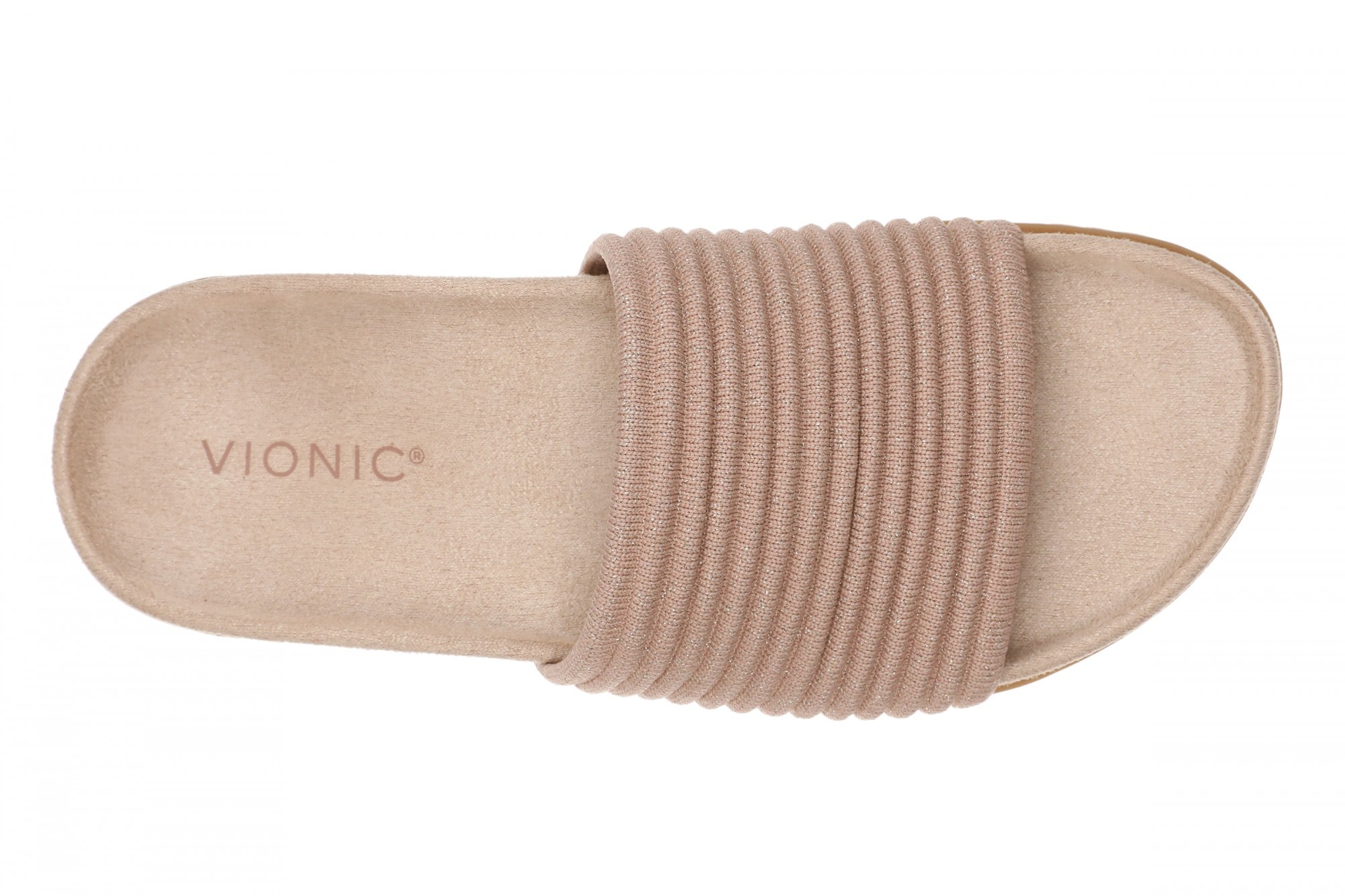 Vionic Evie Knit Women's Comfortable Supportive Slide Sandal - Rugby Tan/gold - Top