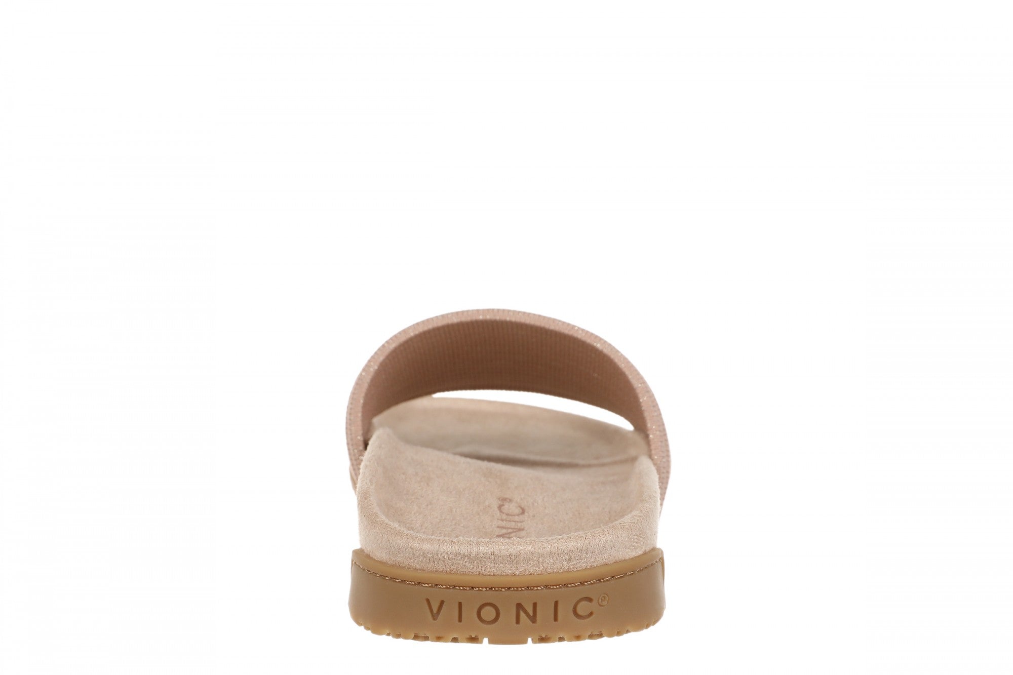 Vionic Evie Knit Women's Comfortable Supportive Slide Sandal - Rugby Tan/gold - Back