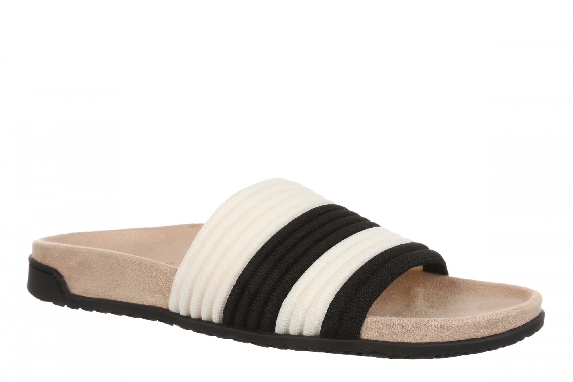 Vionic Evie Knit Women's Comfortable Supportive Slide Sandal in Black/ivory