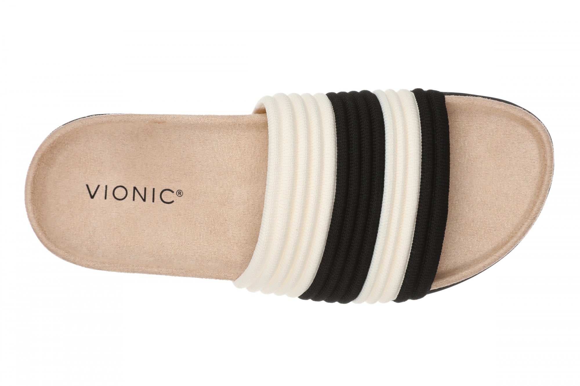 Vionic Evie Knit Women's Comfortable Supportive Slide Sandal - Black/ivory - Top
