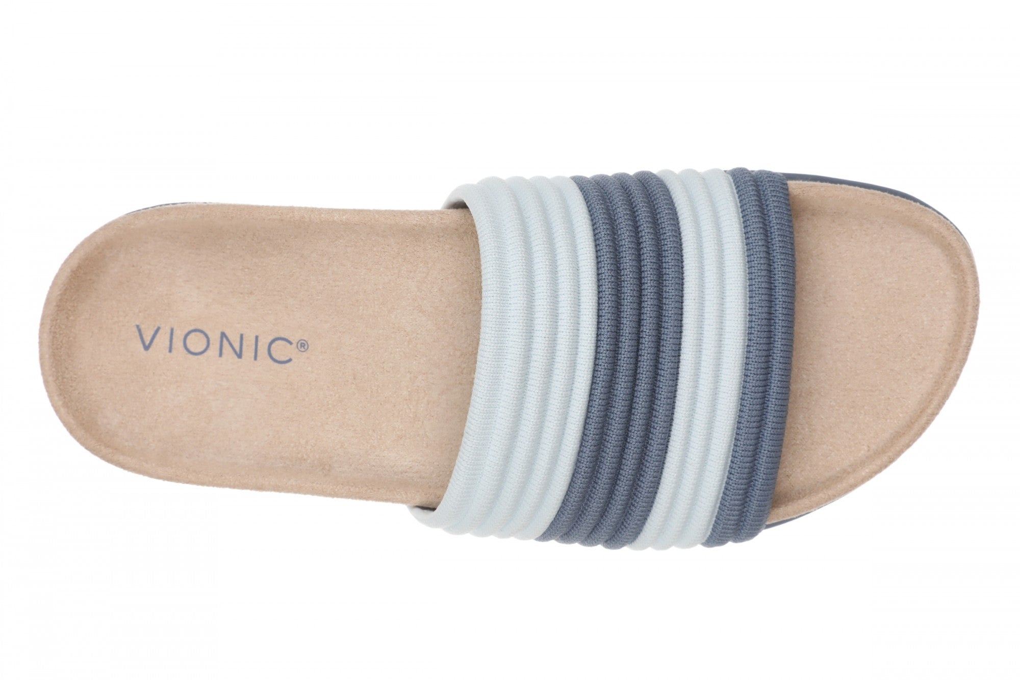 Vionic Evie Knit Women's Comfortable Supportive Slide Sandal - Pacific Blue/ice Blue - Top