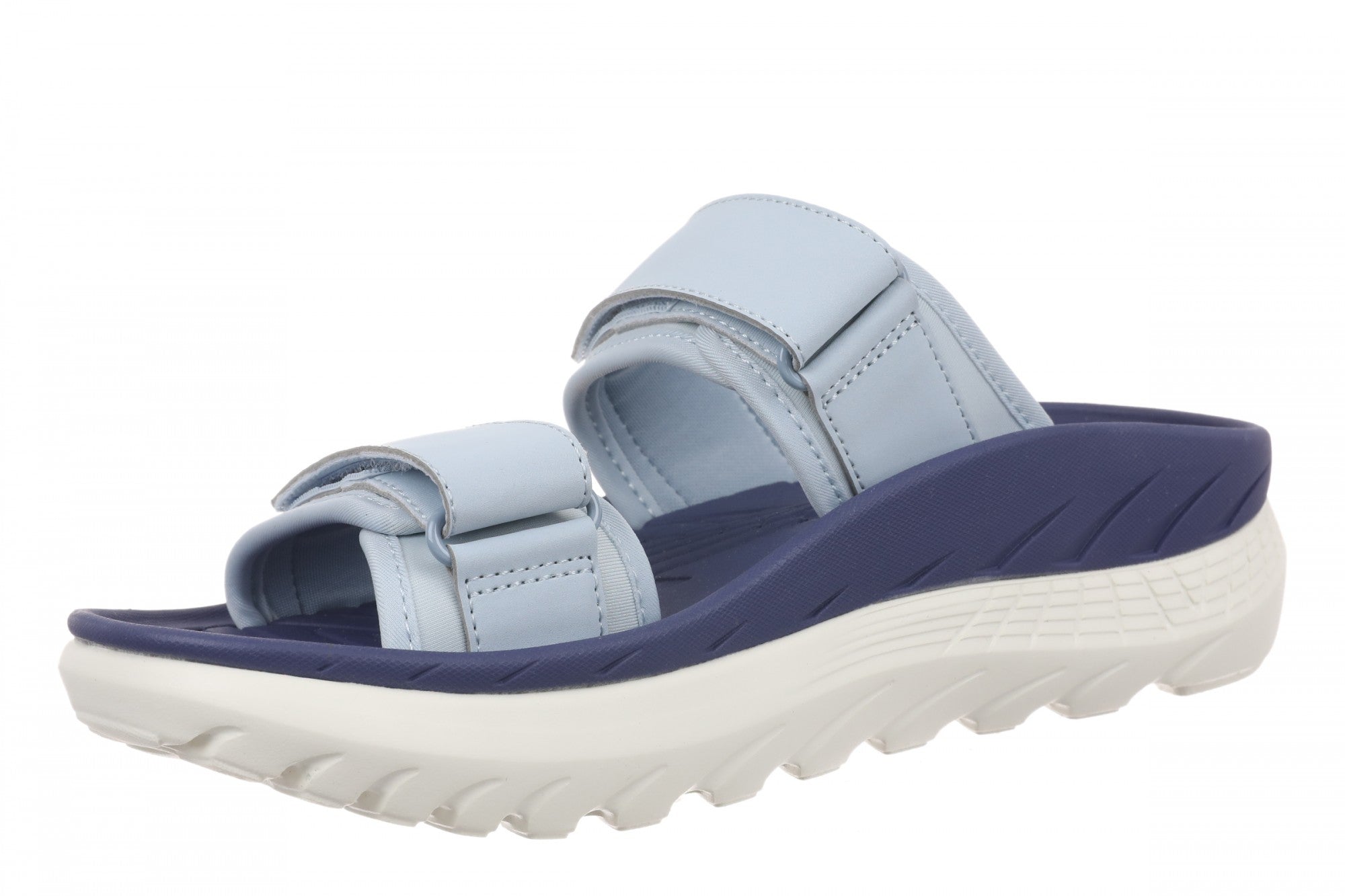 Vionic Renewal - Adjustable Recovery Slide - Women's and Men's Unisex Orthotic Arch Support Comfort Recovery Sandals - Blue Mist - Left angle