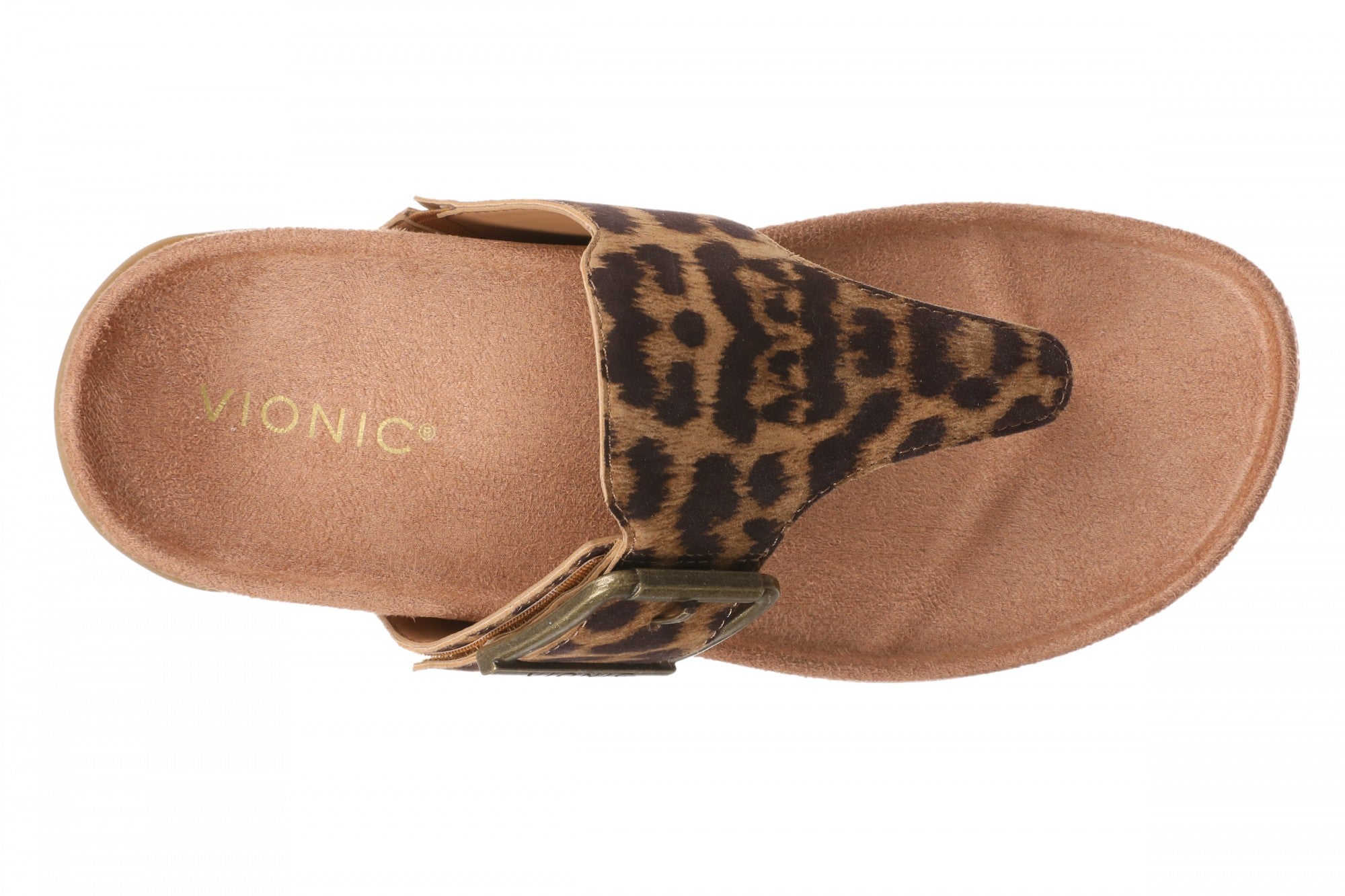 Vionic Emma Women's Thong Sandal with Arch Support - Tan Leopard - Top