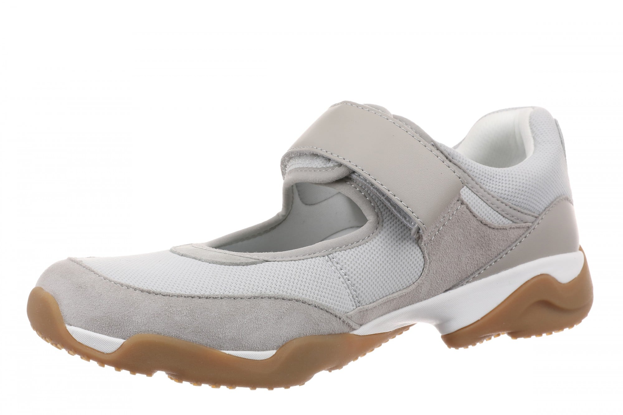 Vionic Walk Slim Giselle Women's Comfortable Orthotic Arch Support Mary Jane Walking Shoes - Vapor Grey/silver - Left angle