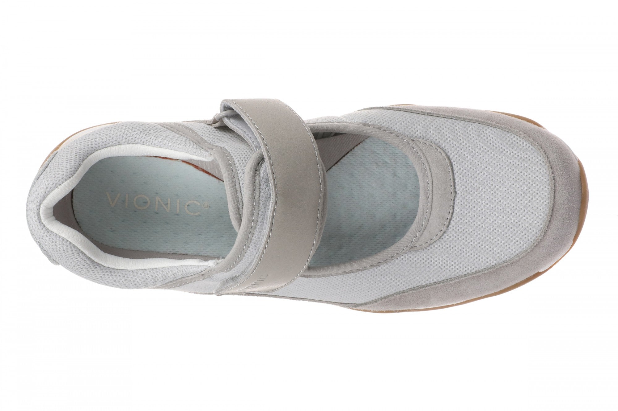 Vionic Walk Slim Giselle Women's Comfortable Orthotic Arch Support Mary Jane Walking Shoes - Vapor Grey/silver - Top