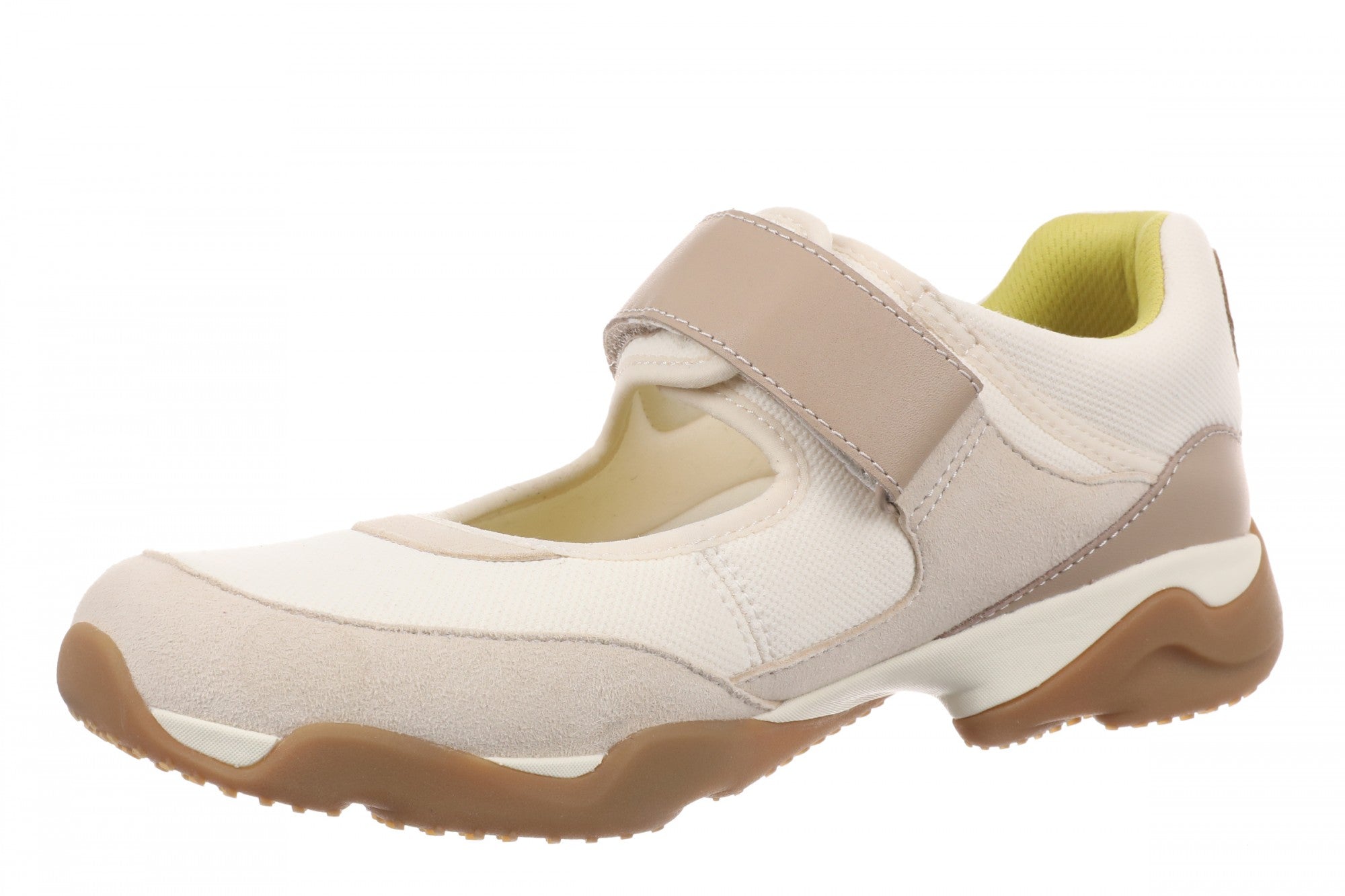 Vionic Walk Slim Giselle Women's Comfortable Orthotic Arch Support Mary Jane Walking Shoes - Ivory/gold - Left angle