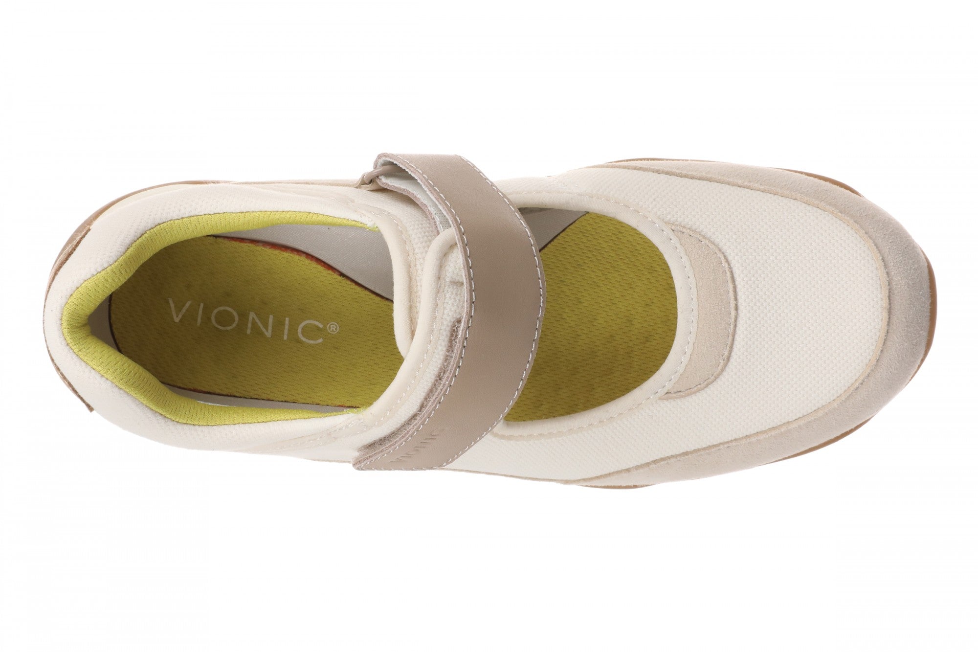 Vionic Walk Slim Giselle Women's Comfortable Orthotic Arch Support Mary Jane Walking Shoes - Ivory/gold - Bottom