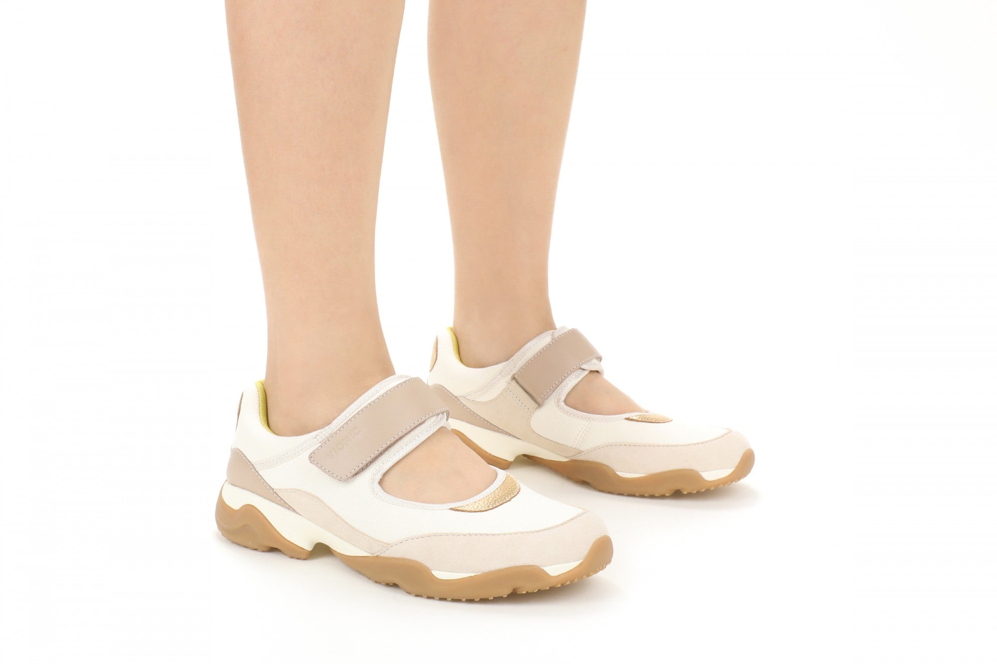 Vionic Walk Slim Giselle Women's Comfortable Orthotic Arch Support Mary Jane Walking Shoes - Ivory/gold - Lifestyle