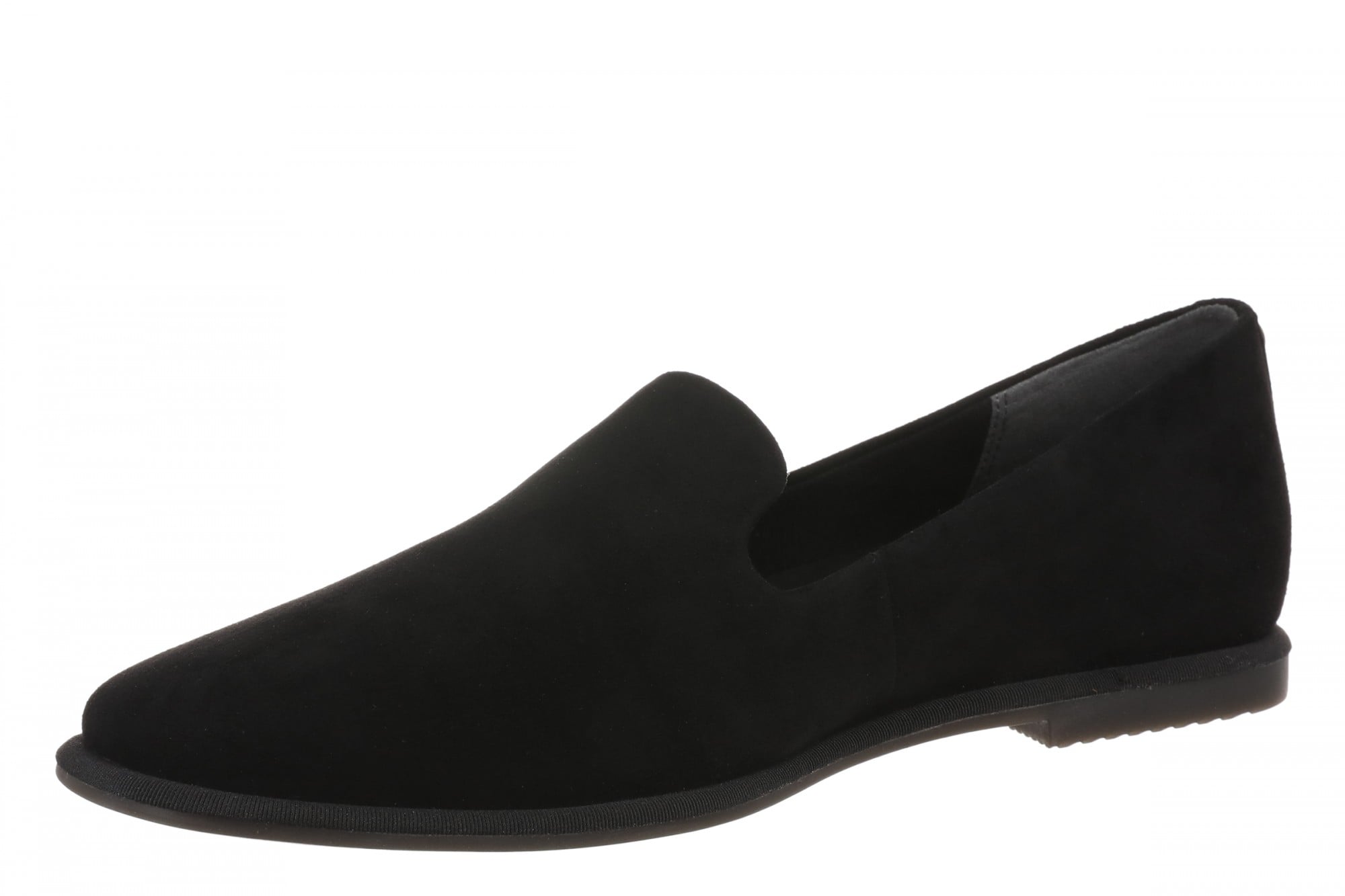 Vionic Willa 2.0 Women's Comfortable Orthotic Slip-On Loafers with Arch Support - Black Suede - Left angle