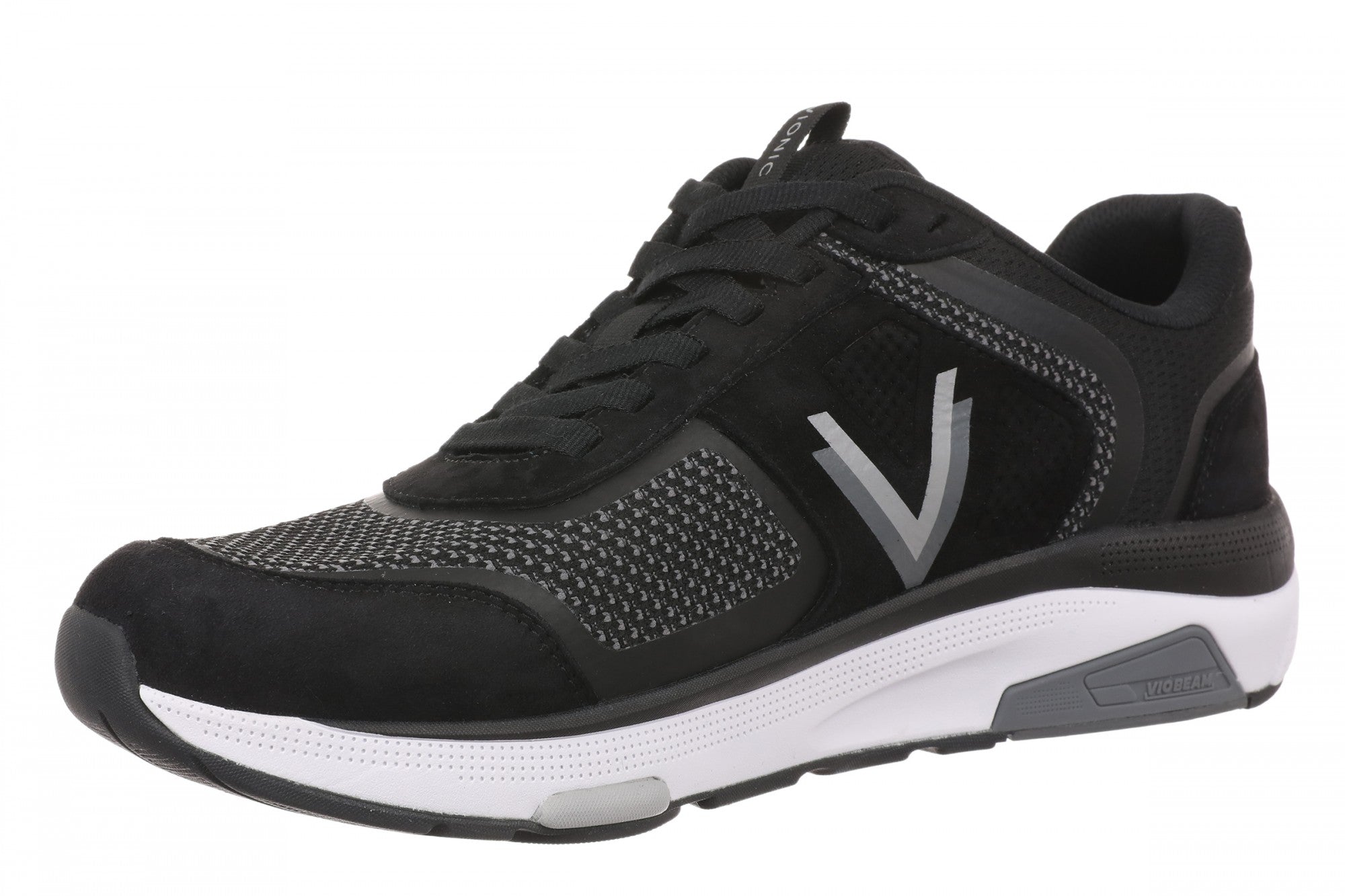 Vionic Walk Strider Knit - Men's Sneaker - Men's Comfortable Orthotic Arch Support Walking Sneakers - Black - Left angle
