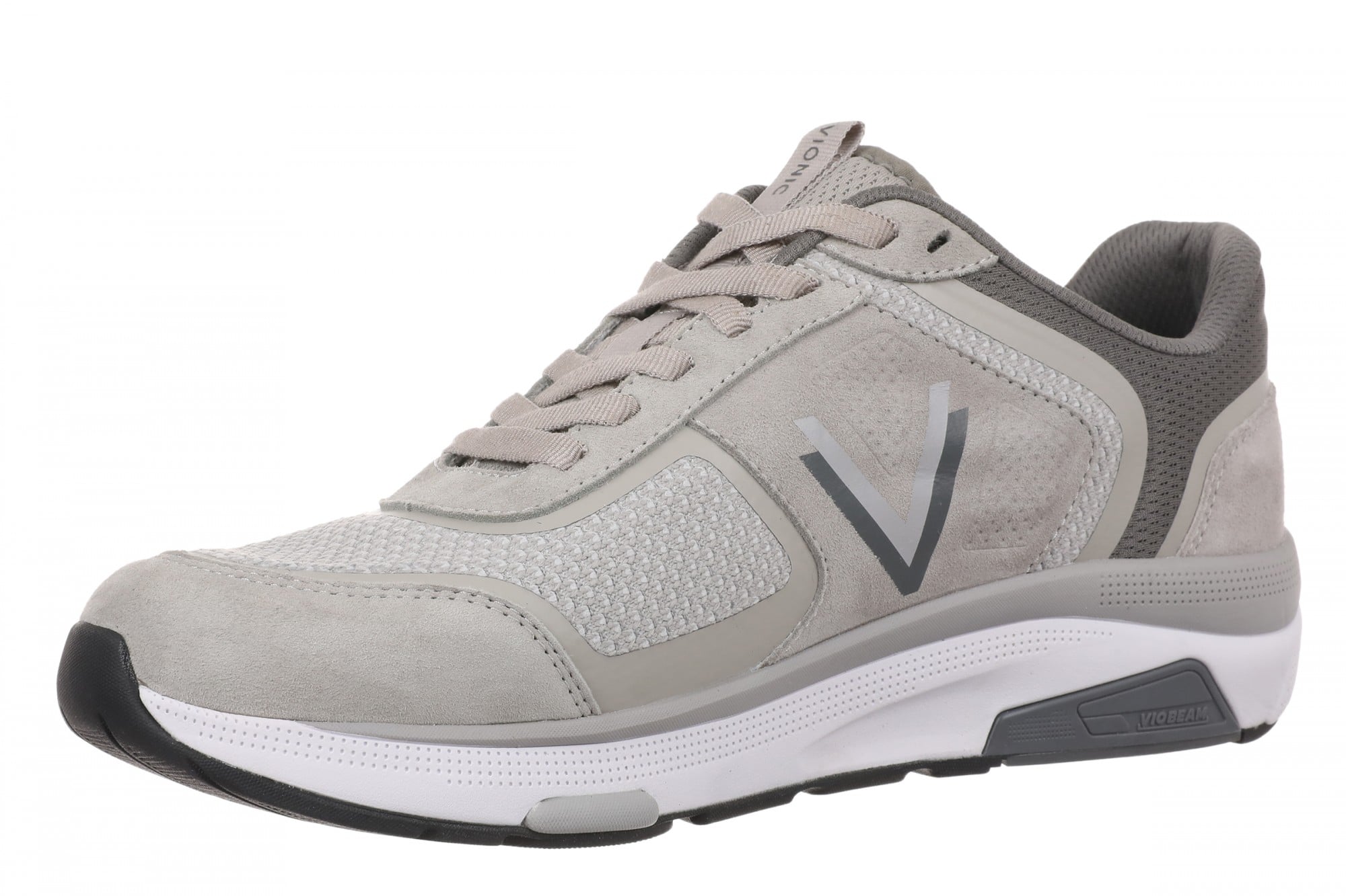 Vionic Walk Strider Knit - Men's Sneaker - Men's Comfortable Orthotic Arch Support Walking Sneakers - Paloma Grey - Left angle