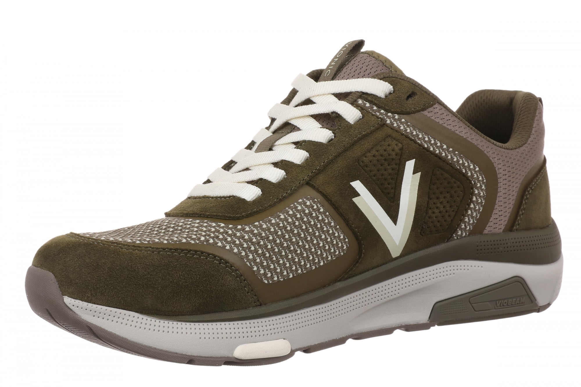 Vionic Walk Strider Knit - Men's Sneaker - Men's Comfortable Orthotic Arch Support Walking Sneakers - Dark Olive - Left angle