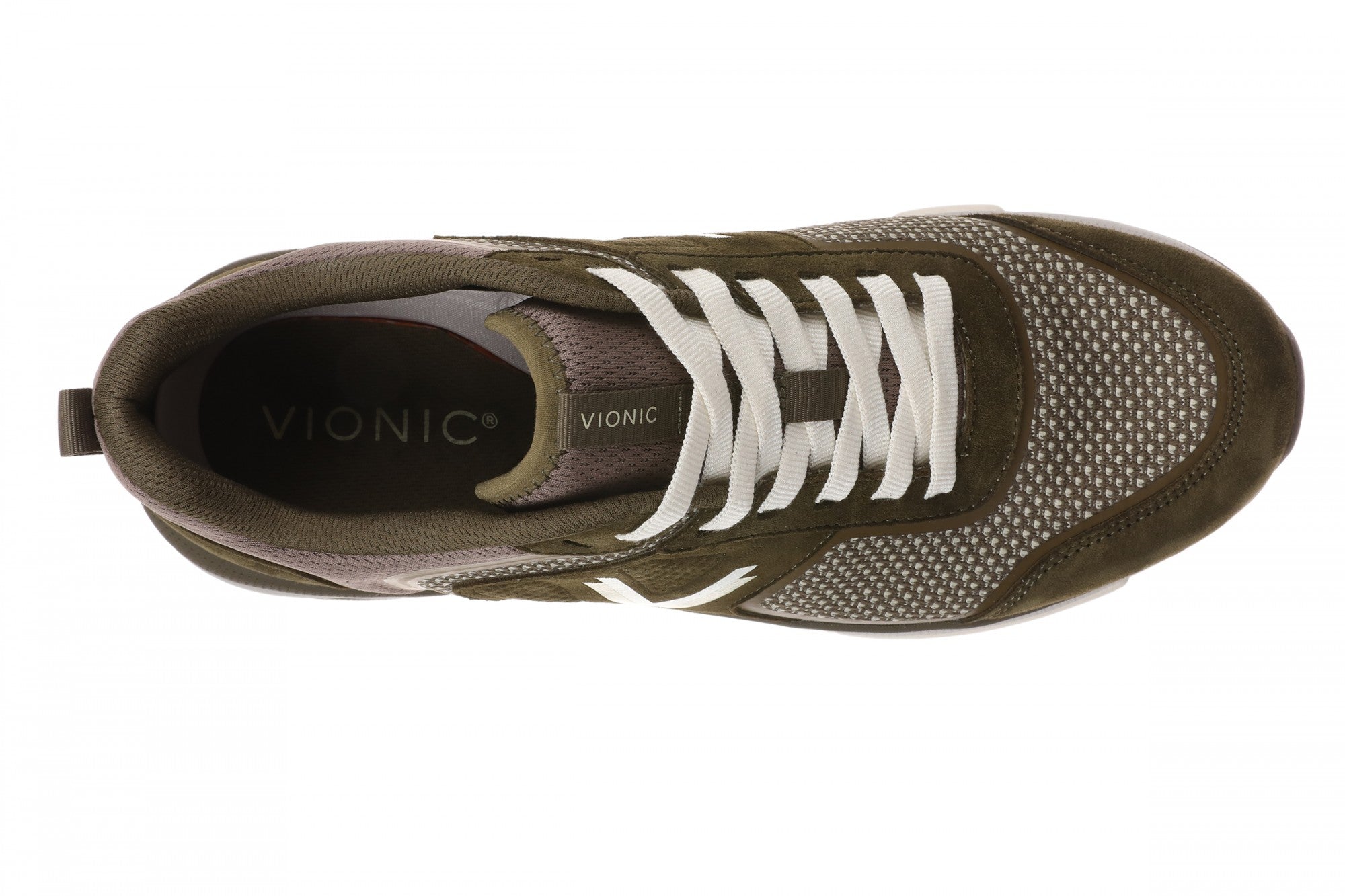 Vionic Walk Strider Knit - Men's Sneaker - Men's Comfortable Orthotic Arch Support Walking Sneakers - Dark Olive - Top