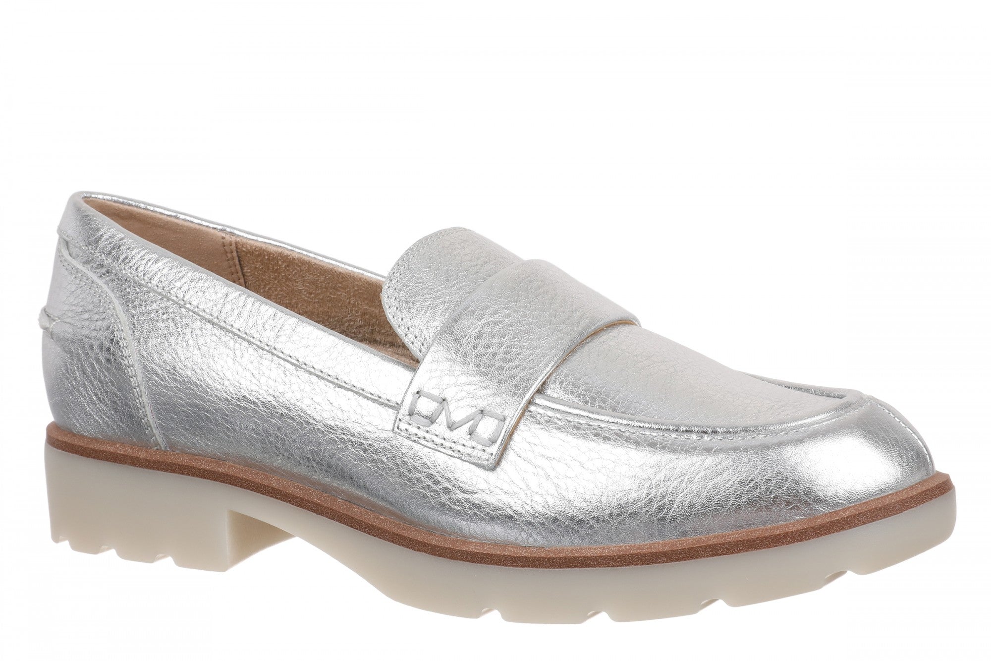 Vionic Cleo Loafer Women's Comfortable Orthotic Arch Support Slip-On Loafer - Silver - Angle main
