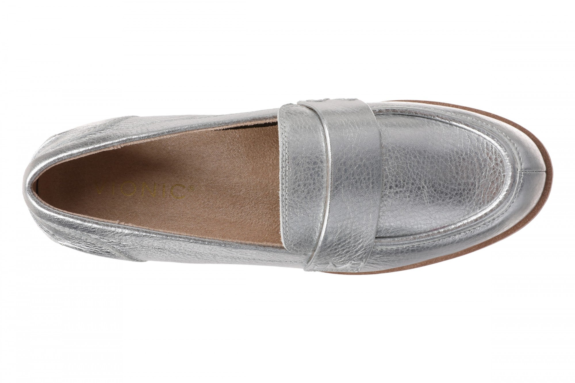 Vionic Cleo Loafer Women's Comfortable Orthotic Arch Support Slip-On Loafer - Silver - Top