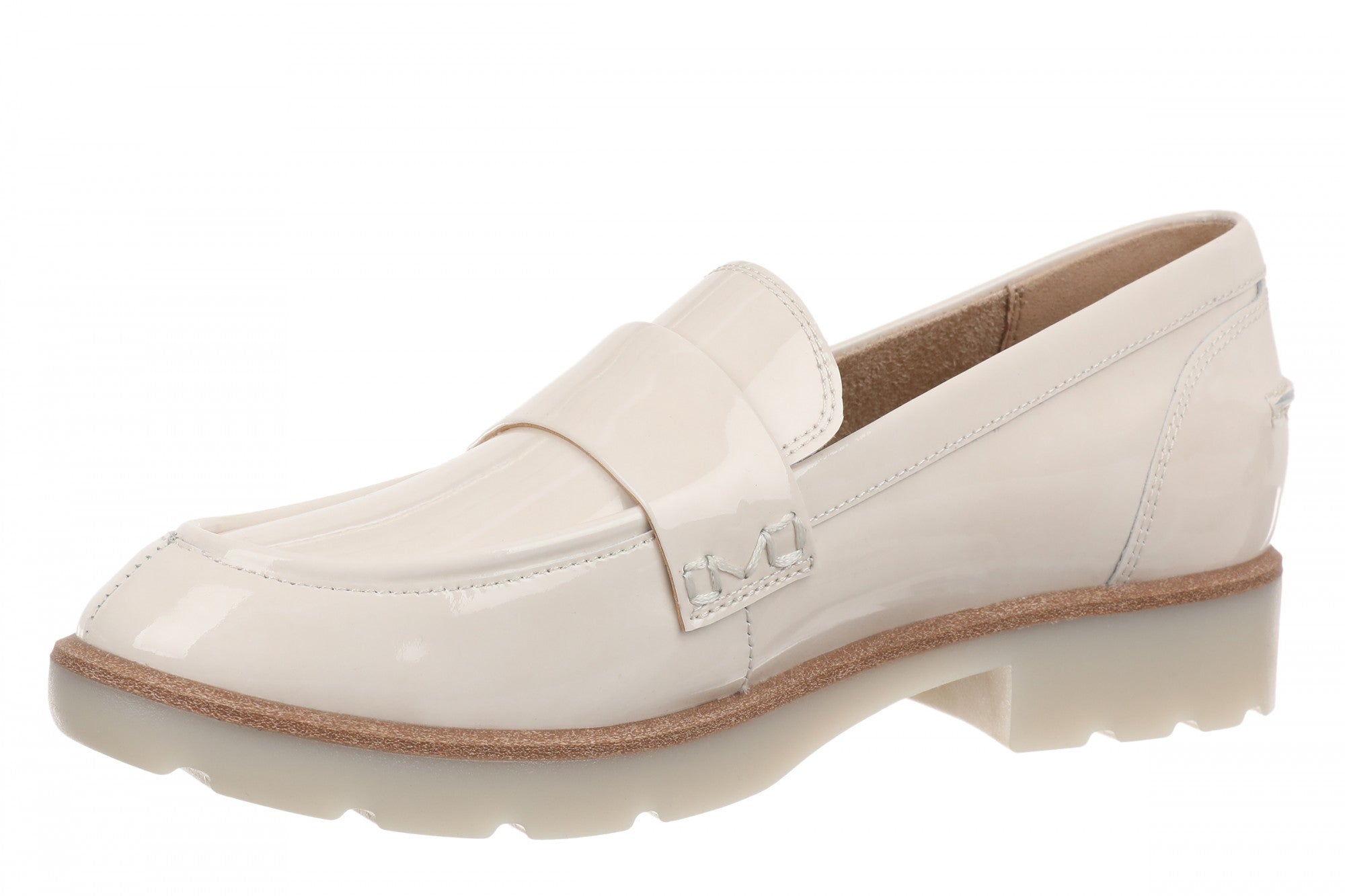 Vionic Cleo Loafer Women's Comfortable Orthotic Arch Support Slip-On Loafer - Light Cream - Left angle