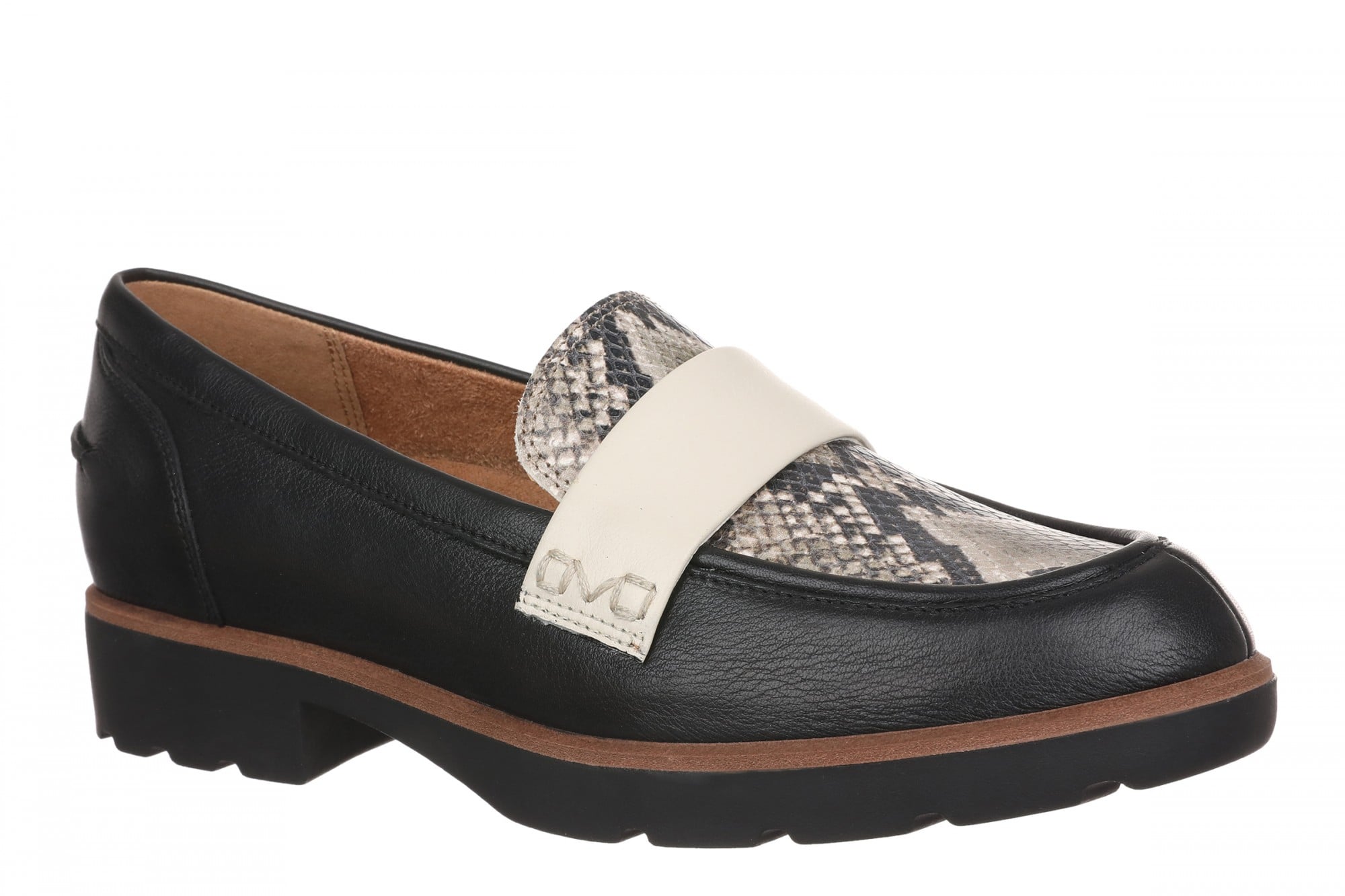 Vionic Cleo Loafer Women's Comfortable Orthotic Arch Support Slip-On Loafer - Black Multi - Angle main