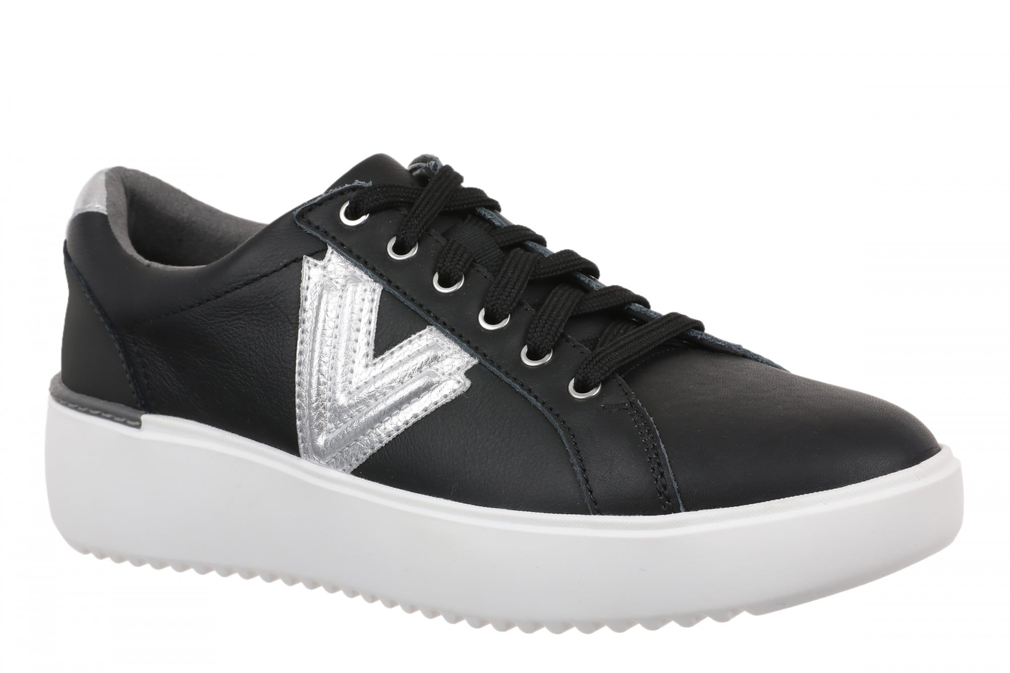 Vionic Kearny Lace 2.0 Women's Oxford/Lace Up Shoe - Black/silver - Angle main