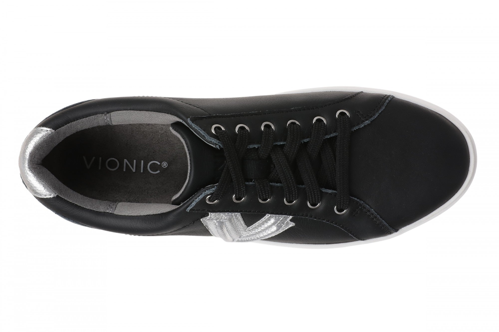 Vionic Kearny Lace 2.0 Women's Oxford/Lace Up Shoe - Black/silver - Left angle