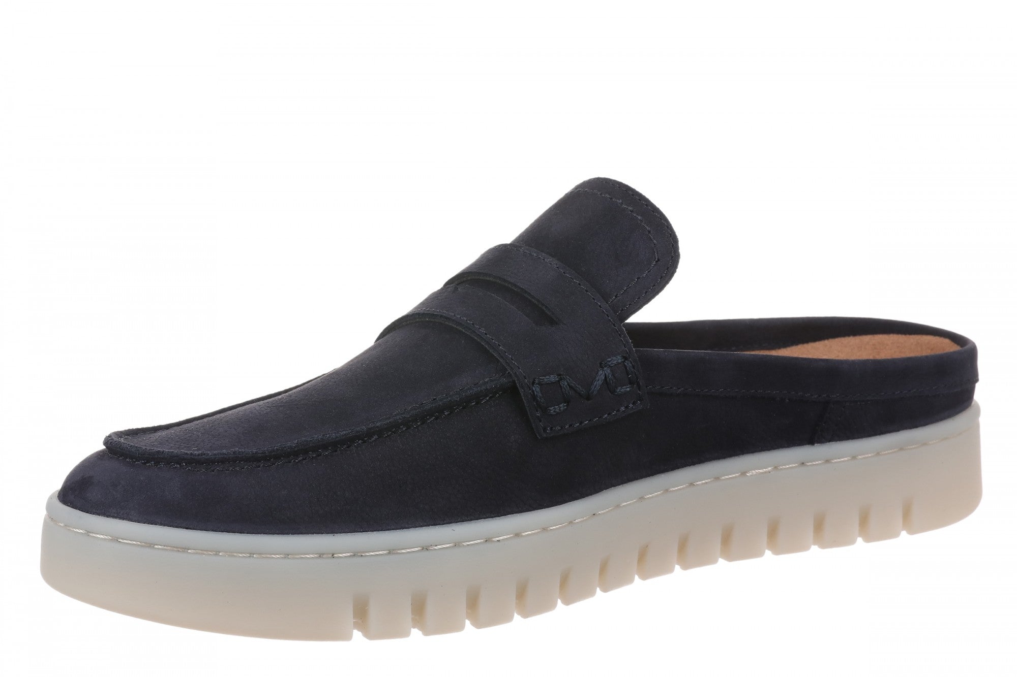 Vionic Uptown Mule 2.0 - Women's Supportive Orthotic Comfort Mule with Arch Support - Navy Blazer - Left angle
