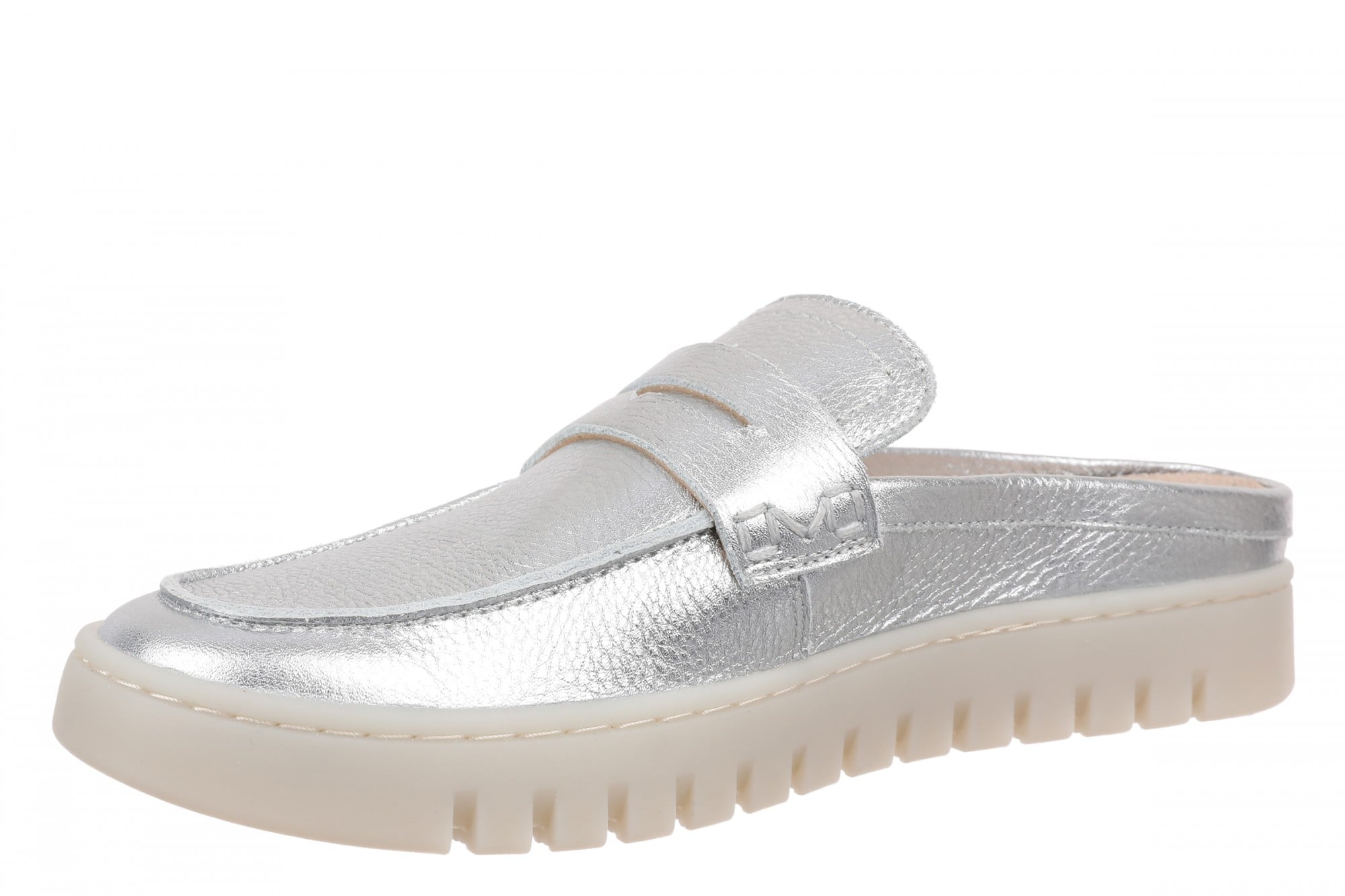 Vionic Uptown Mule 2.0 - Women's Supportive Orthotic Comfort Mule with Arch Support - Silver - Left angle