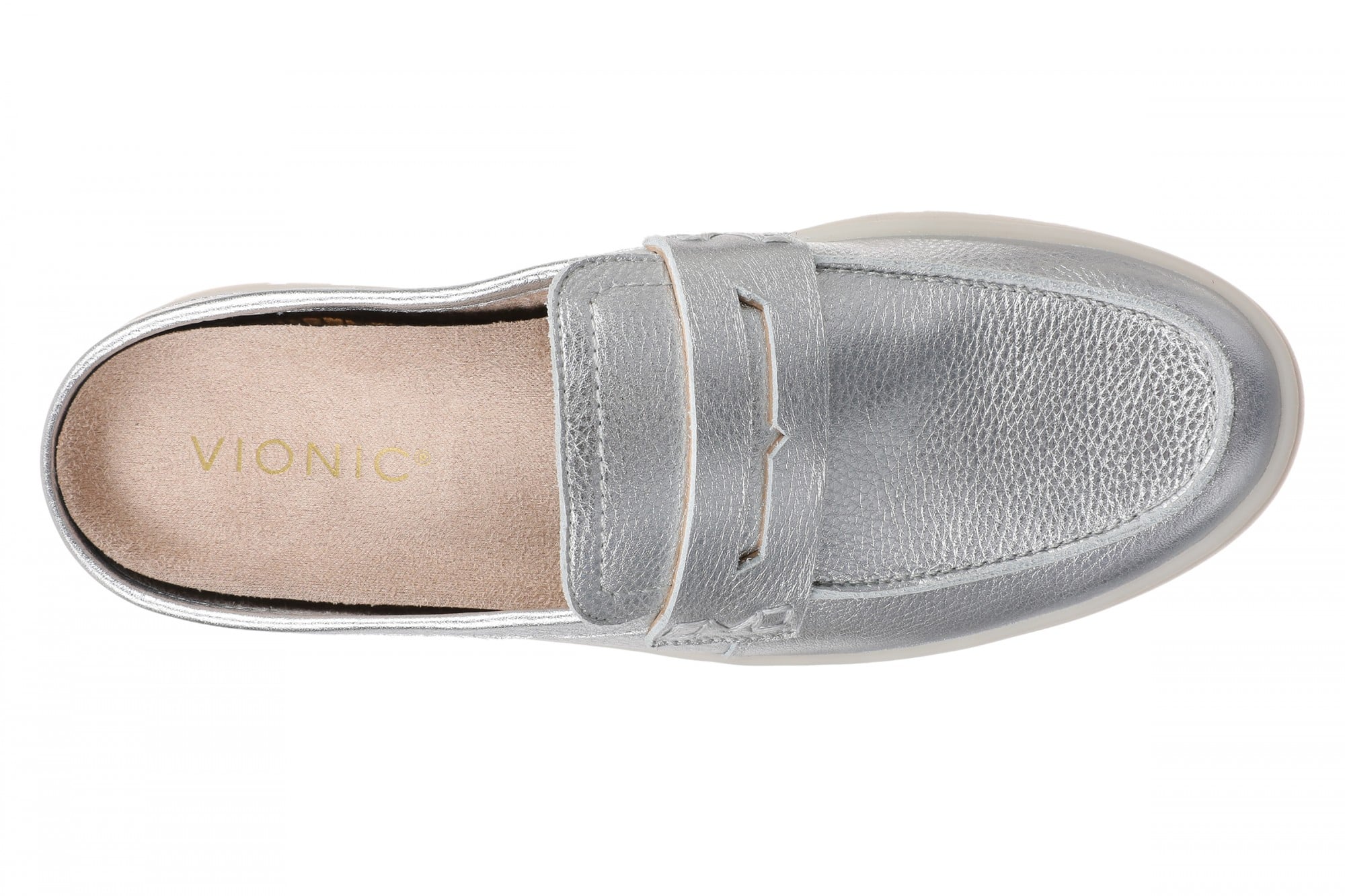 Vionic Uptown Mule 2.0 - Women's Supportive Orthotic Comfort Mule with Arch Support - Silver - Top