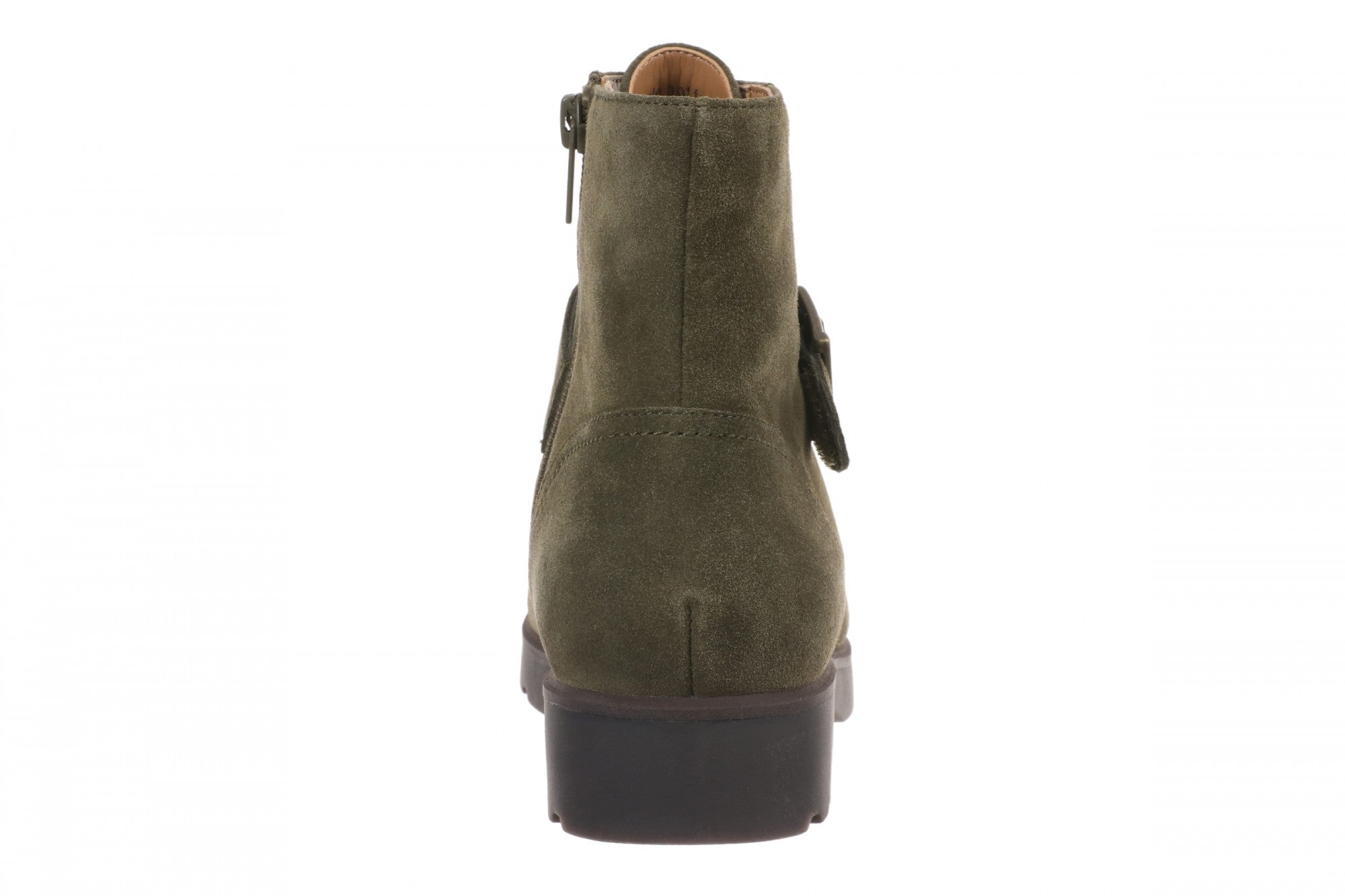 Vionic Catina Women's Mid Shaft Short Boot - Comfortable Orthotic Arch Support Lace-Up - Dark Olive - Back