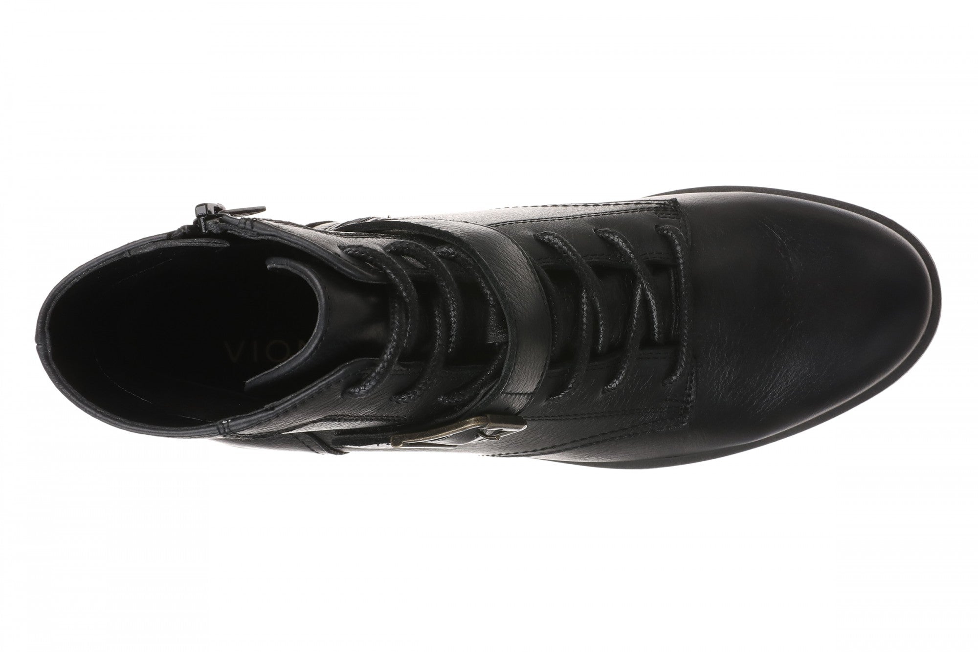 Vionic Catina Women's Mid Shaft Short Boot - Comfortable Orthotic Arch Support Lace-Up - Black - Top