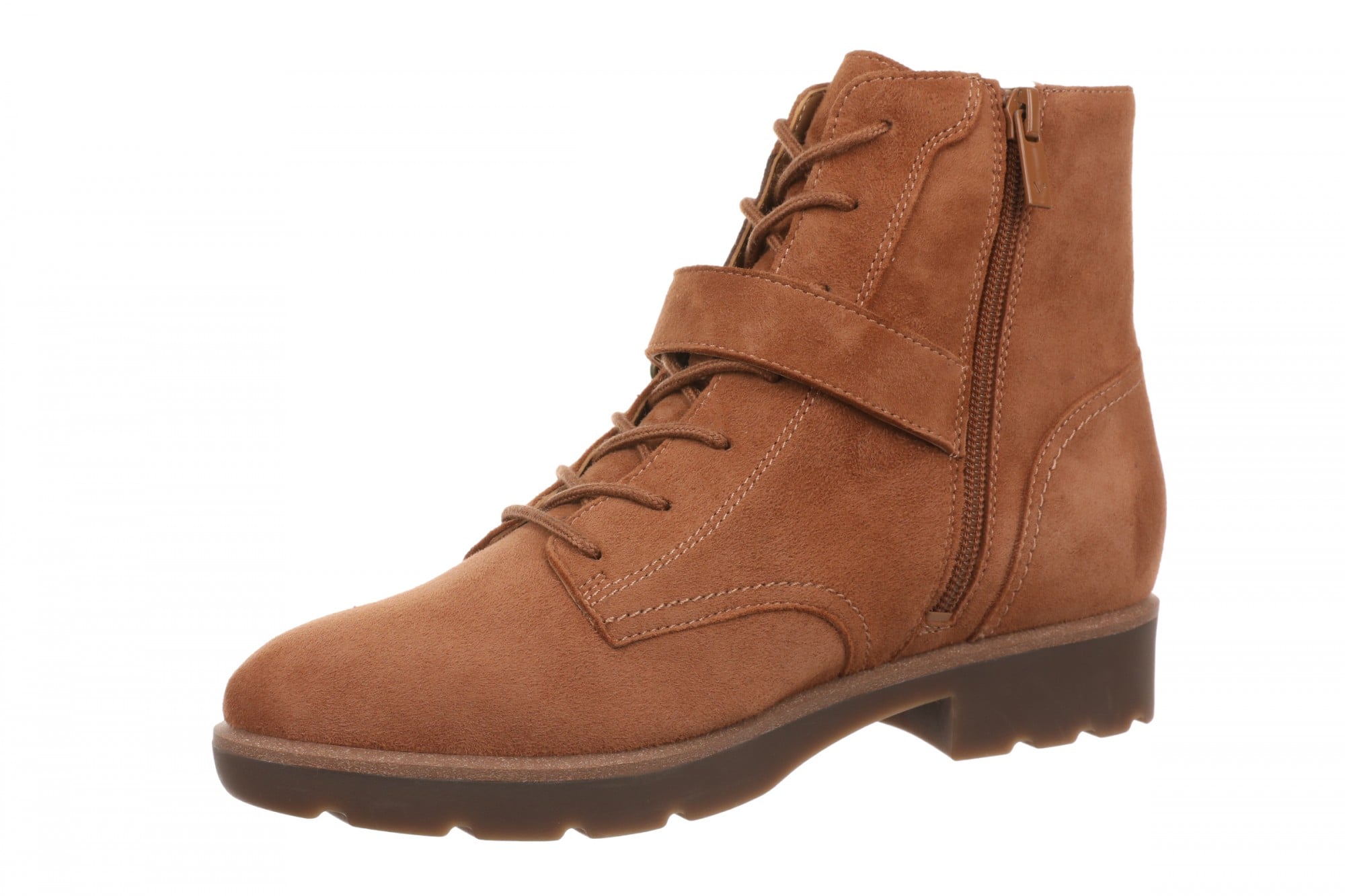 Vionic Catina Women's Mid Shaft Short Boot - Comfortable Orthotic Arch Support Lace-Up - Tan - Left angle