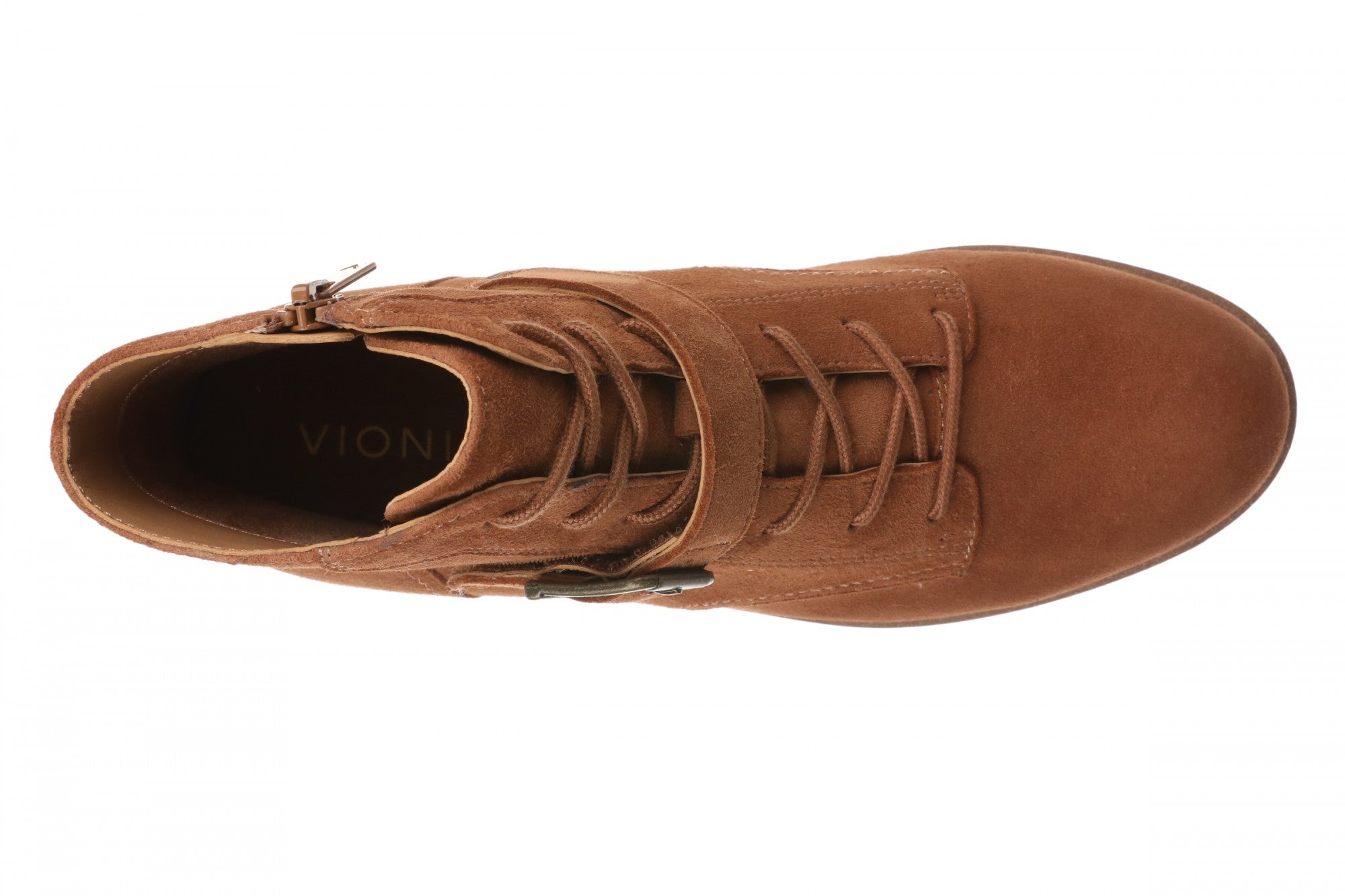 Vionic Catina Women's Mid Shaft Short Boot - Comfortable Orthotic Arch Support Lace-Up - Tan - Top
