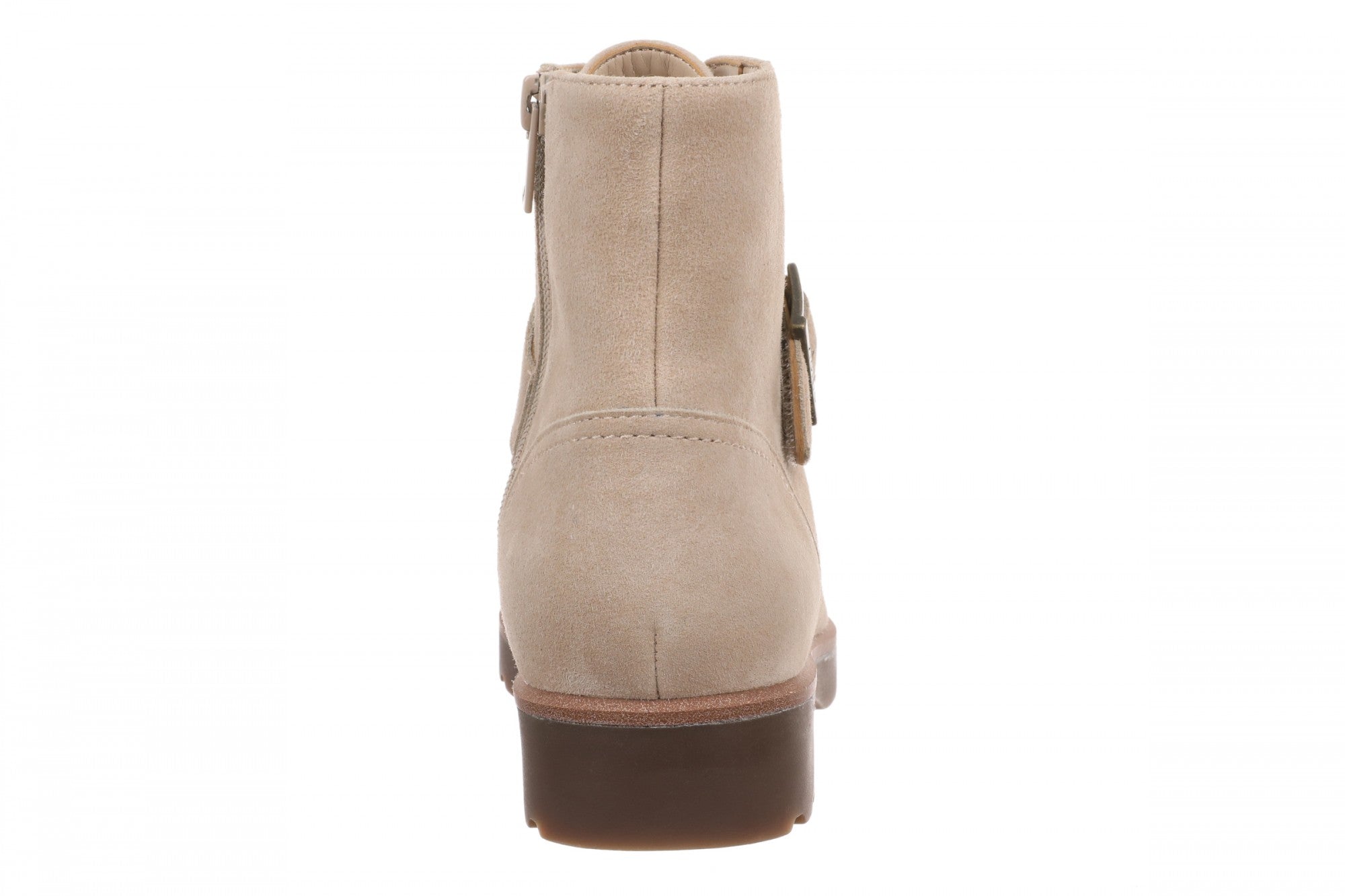 Vionic Catina Women's Mid Shaft Short Boot - Comfortable Orthotic Arch Support Lace-Up - Lucid Beige - Back