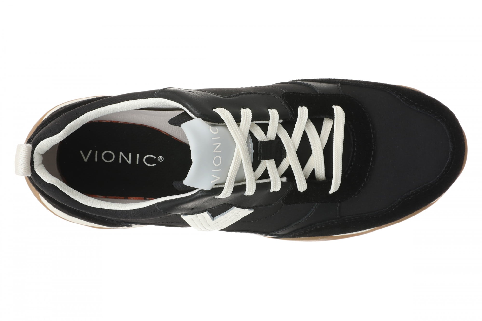 Vionic Walk Slim Glide Women's Comfortable Orthotic Arch Support Walking Sneakers - Black - Top