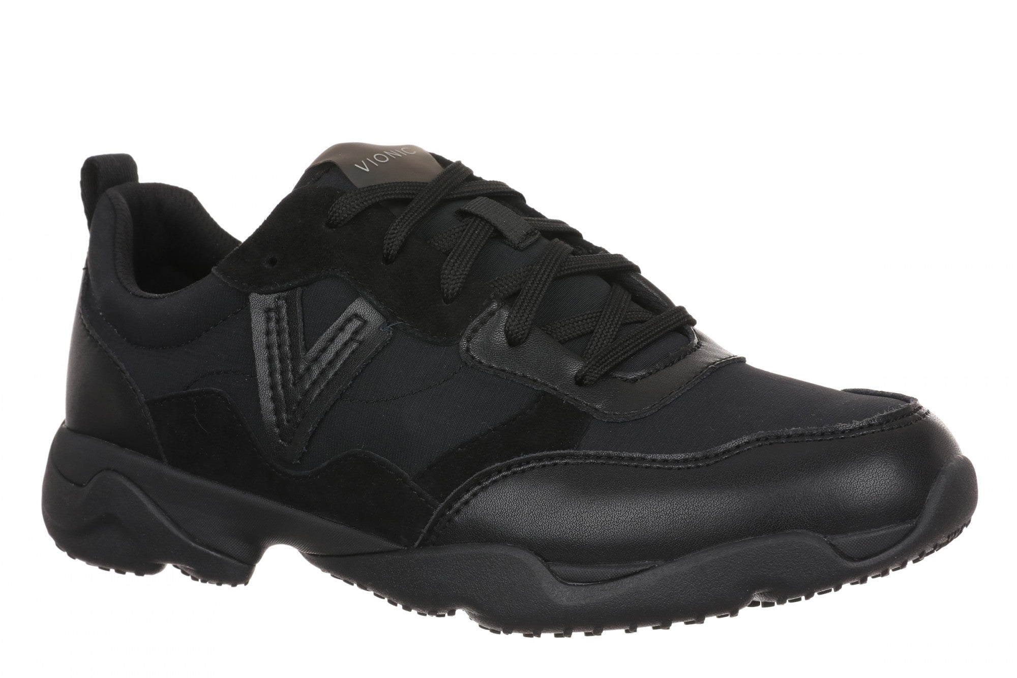Vionic Walk Slim Glide Women's Comfortable Orthotic Arch Support Walking Sneakers - Black/black - Angle main