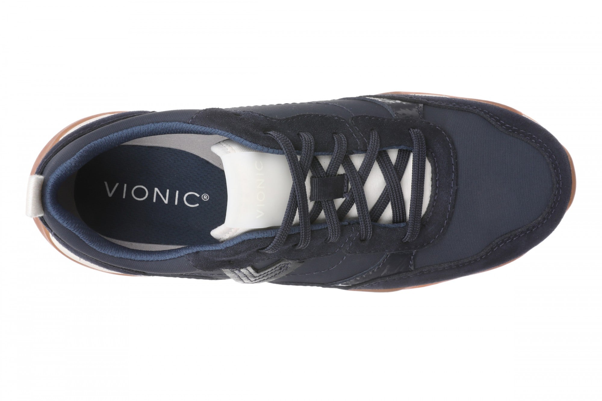 Vionic Walk Slim Glide Women's Comfortable Orthotic Arch Support Walking Sneakers - Navy Blazer - Top