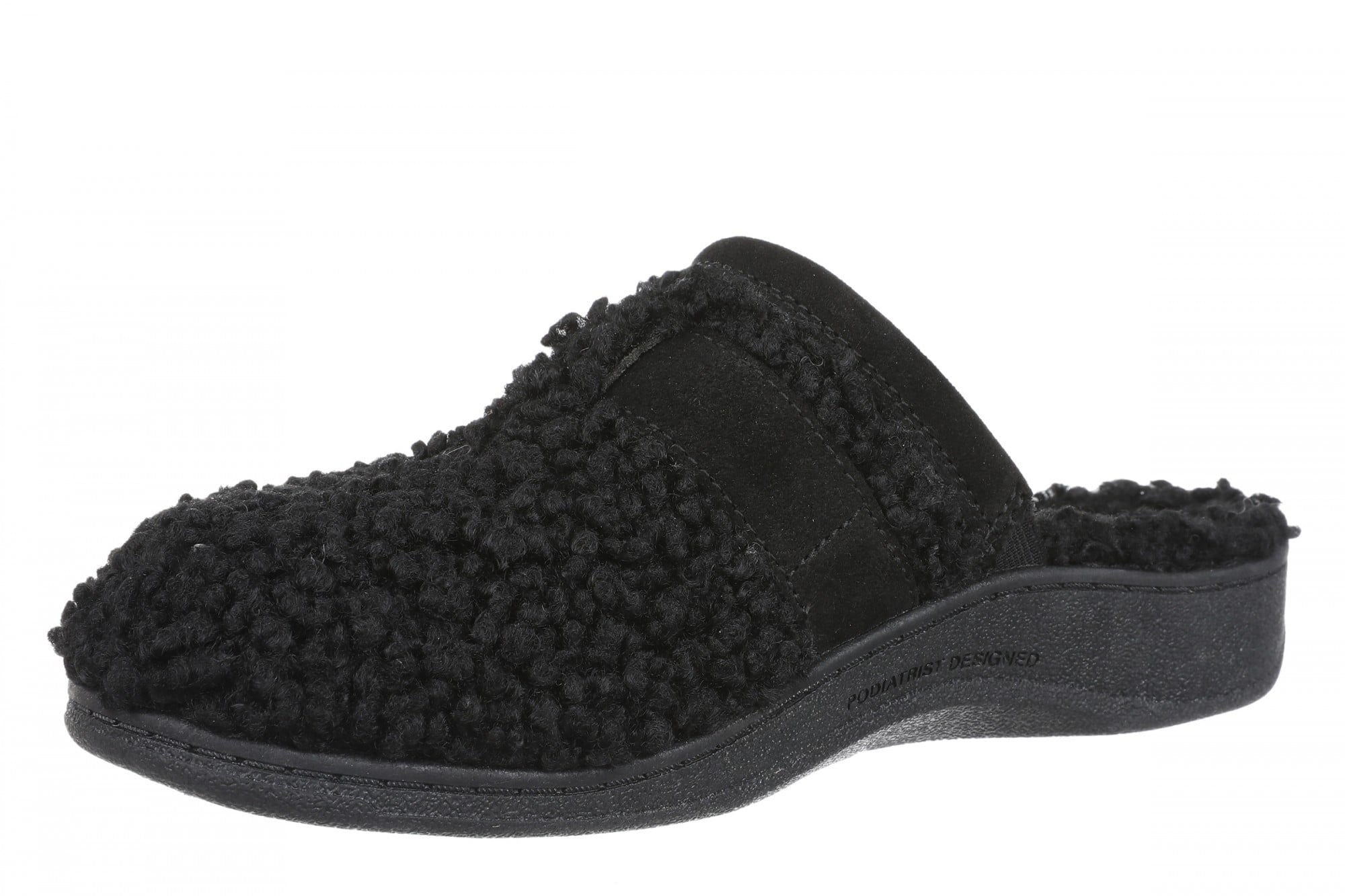 Vionic Izzy Women's Comfortable Orthotic Arch Support Mule Slipper - Black - Left angle