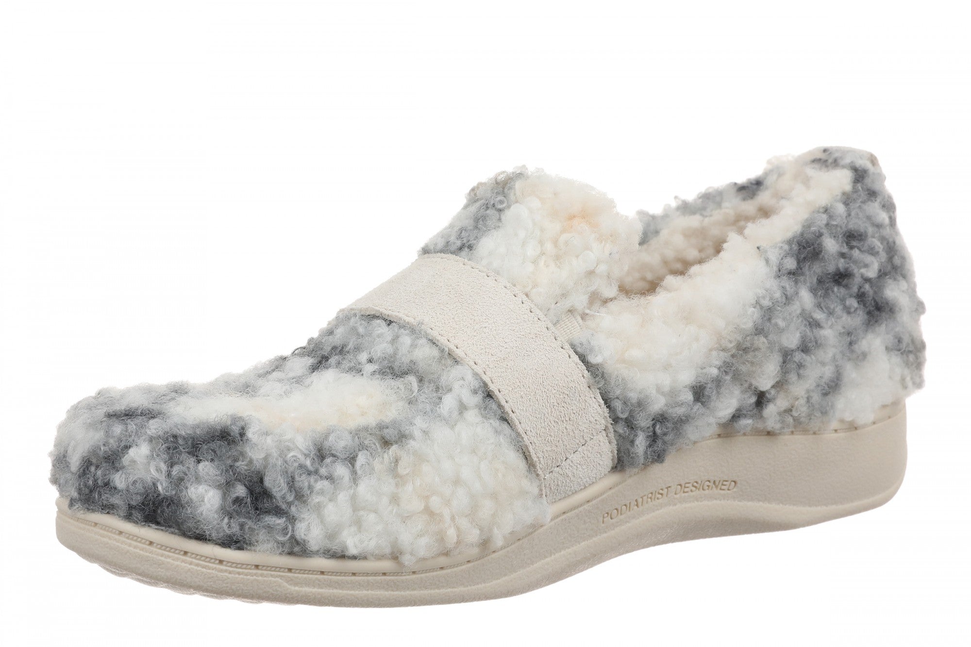 Vionic Imogen Slipper - Women's Orthotic Arch Support Comfort Slipper - Cream Multi - Left angle