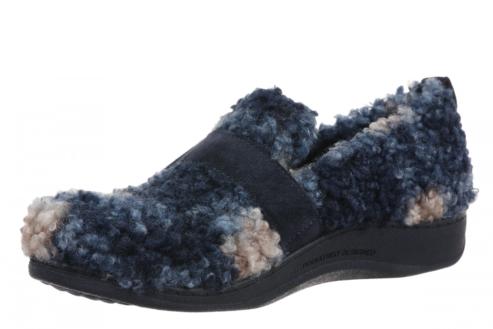 Vionic Imogen Slipper - Women's Orthotic Arch Support Comfort Slipper - Navy Multi - Left angle
