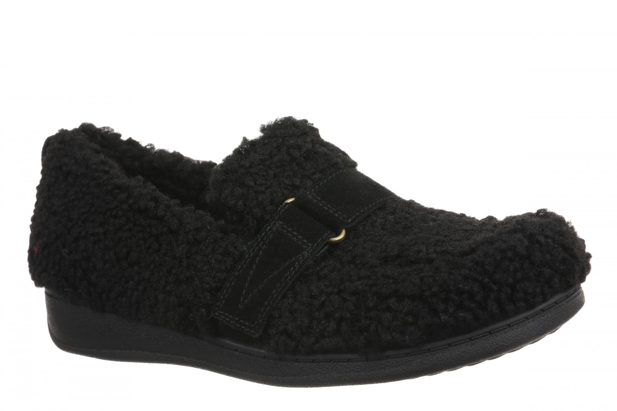 Vionic Imogen Slipper - Women's Orthotic Arch Support Comfort Slipper in Black Shearling