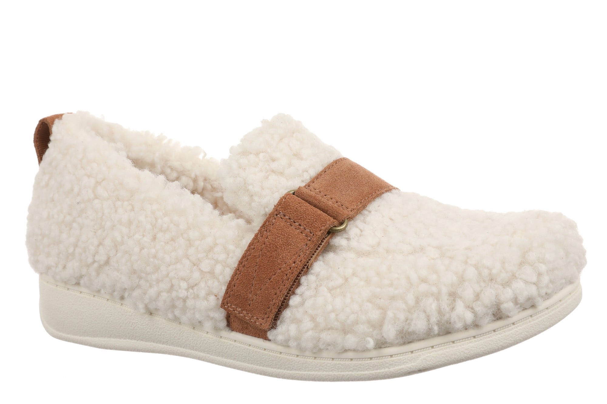 Vionic Imogen Slipper - Women's Orthotic Arch Support Comfort Slipper in Cream Shearling