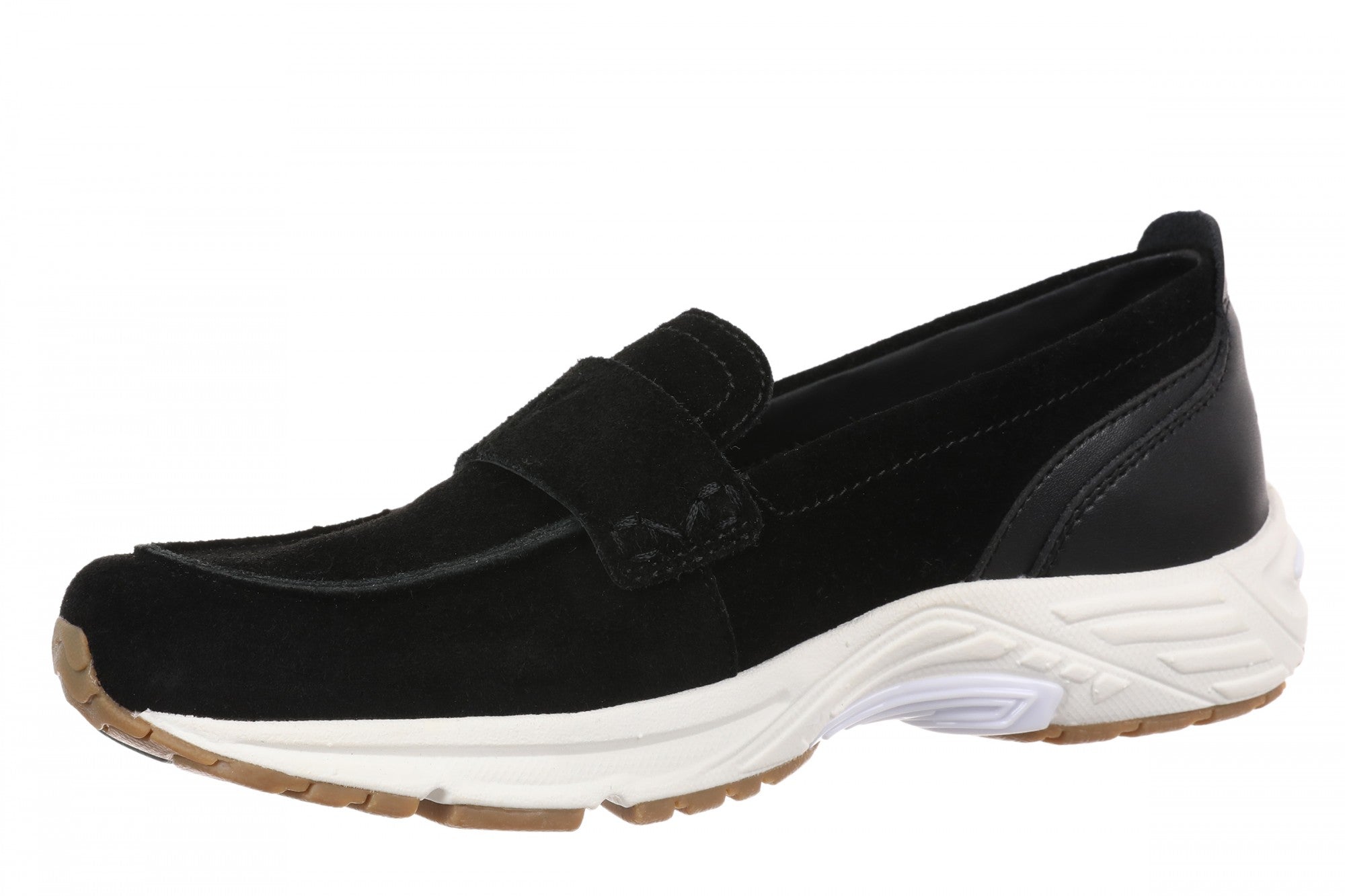 Vionic Walk Roam Loafer - Women's Comfortable Supportive Orthotic Arch Support Walking Shoes - Black/White - Left angle