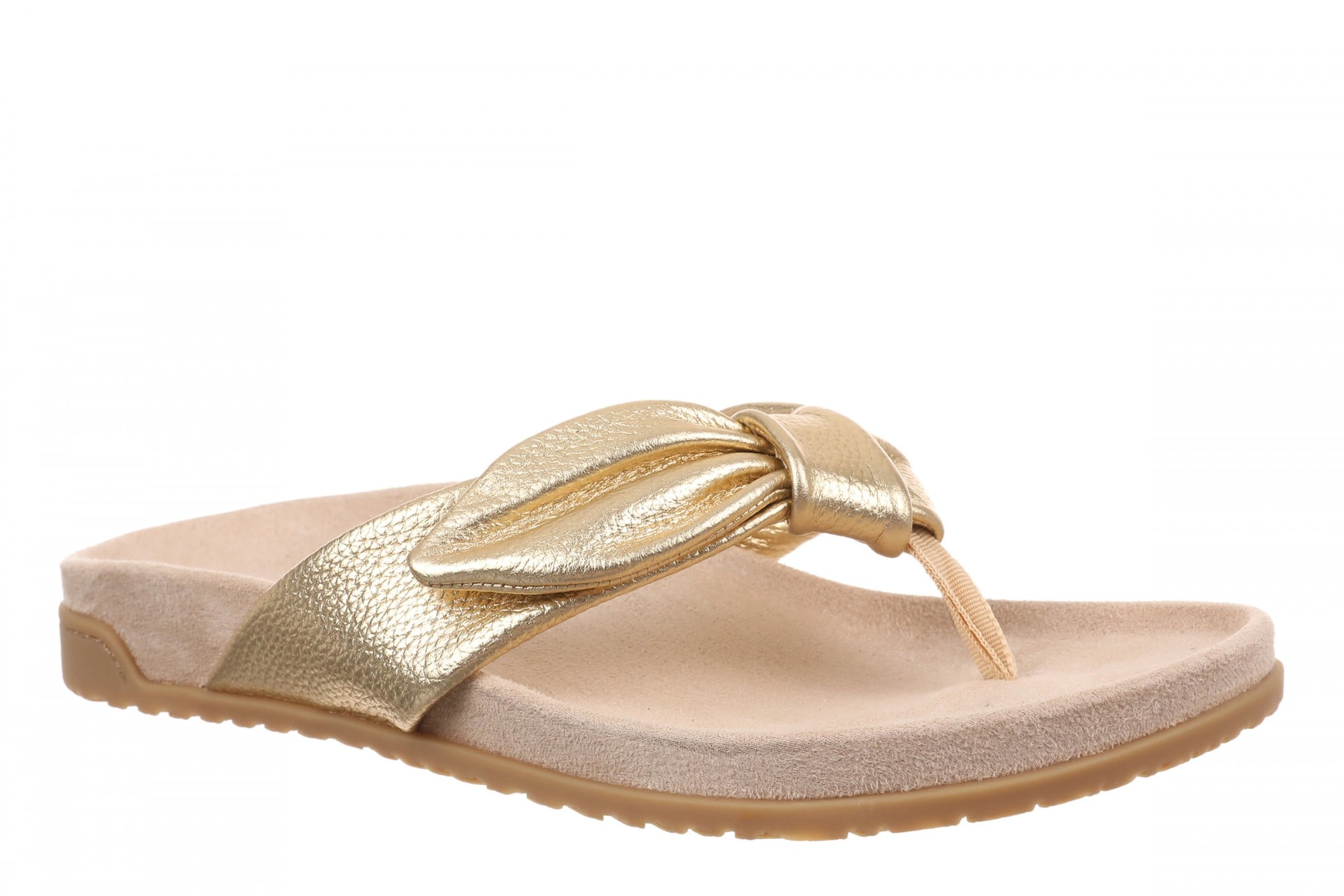 Vionic Eva Women's Orthotic Arch Support Comfort Thong Sandal in Gold