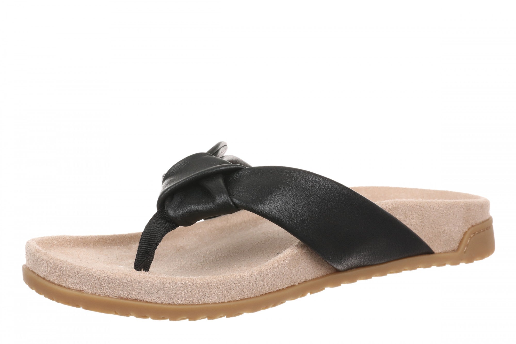 Vionic Eva Women's Orthotic Arch Support Comfort Thong Sandal - Black - Left angle