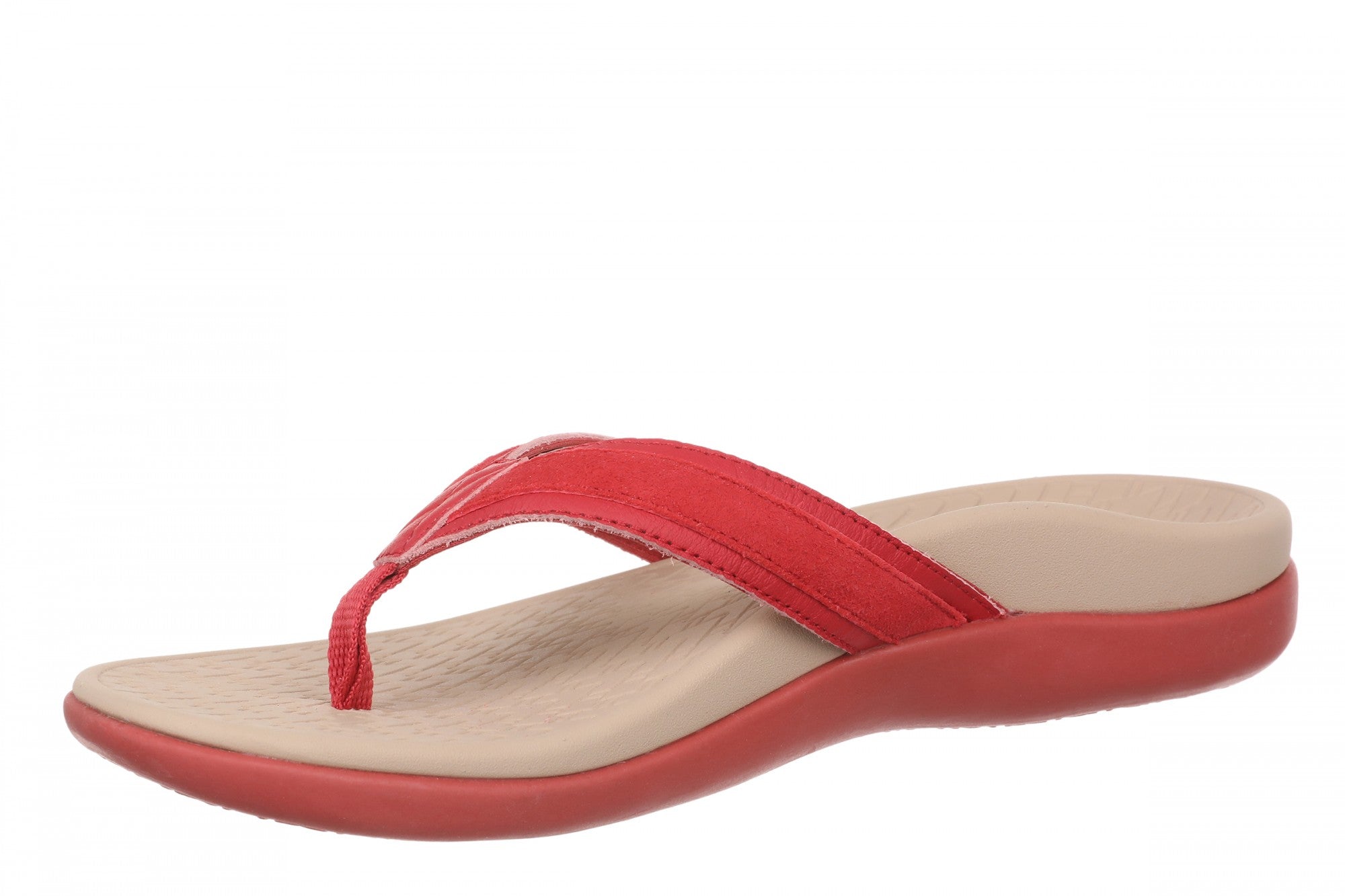 Vionic Tide 2.0 Women's Comfort Orthotic Arch Support Thong Sandal - Varsity Red - Left angle