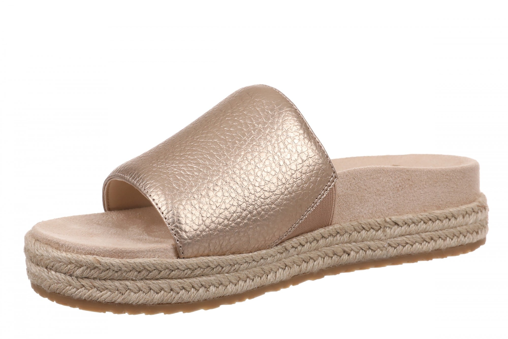 Vionic Yasmina Women's Orthotic Arch Support Espadrille Slide Sandal - Bronze - Left angle