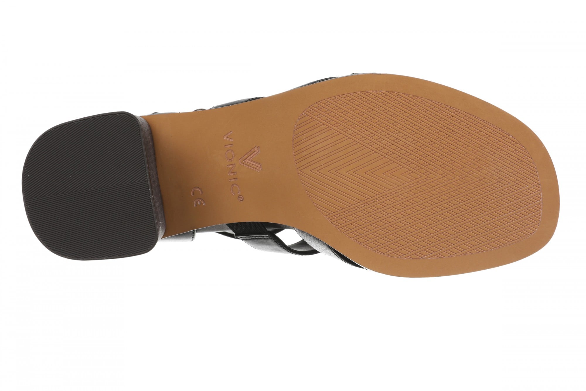 Vionic Marcella Women's Comfortable Strappy Block-Heel Sandal with Orthotic Arch Support - Black - Bottom