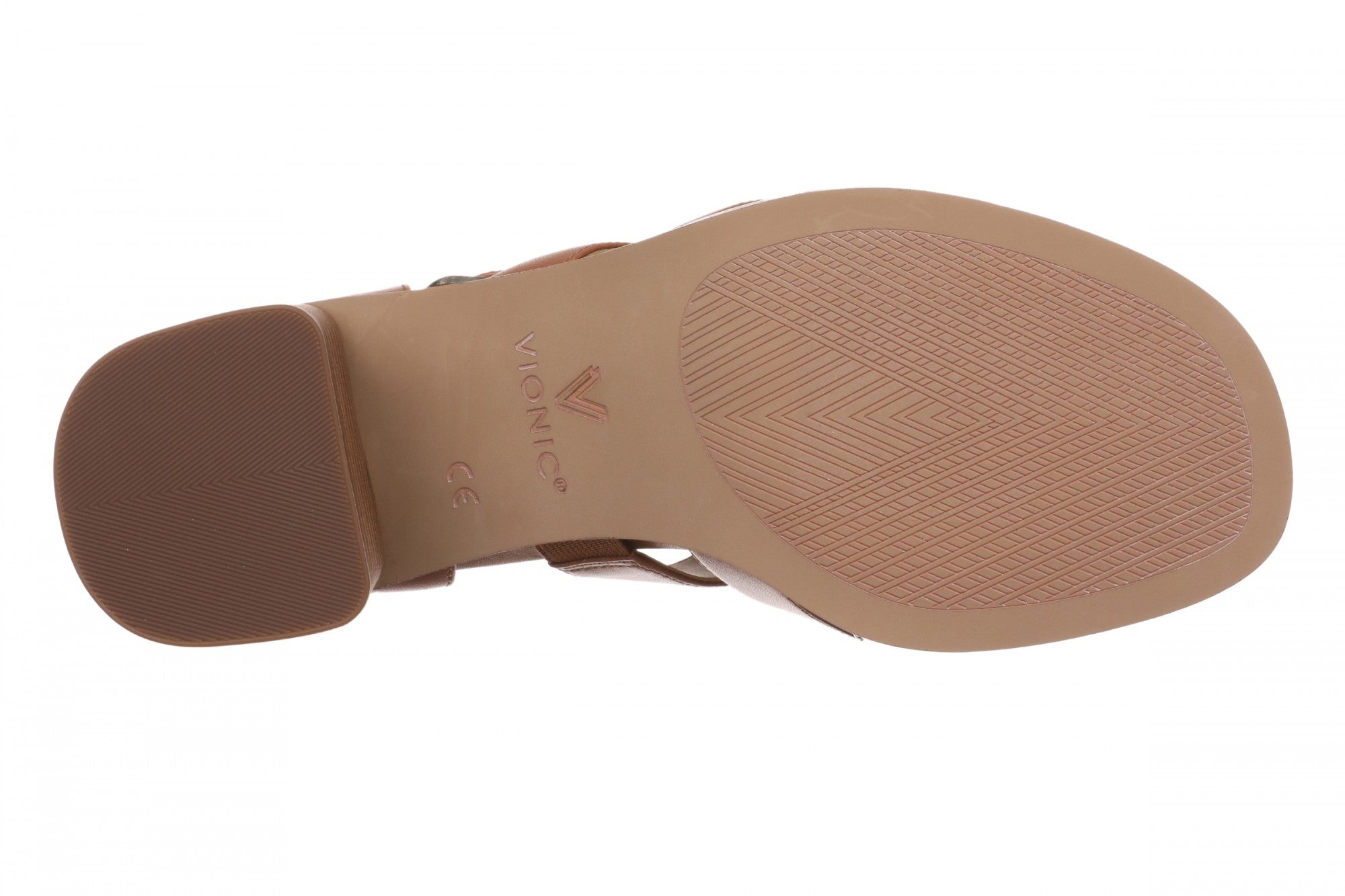 Vionic Marcella Women's Comfortable Strappy Block-Heel Sandal with Orthotic Arch Support - Tan - Bottom